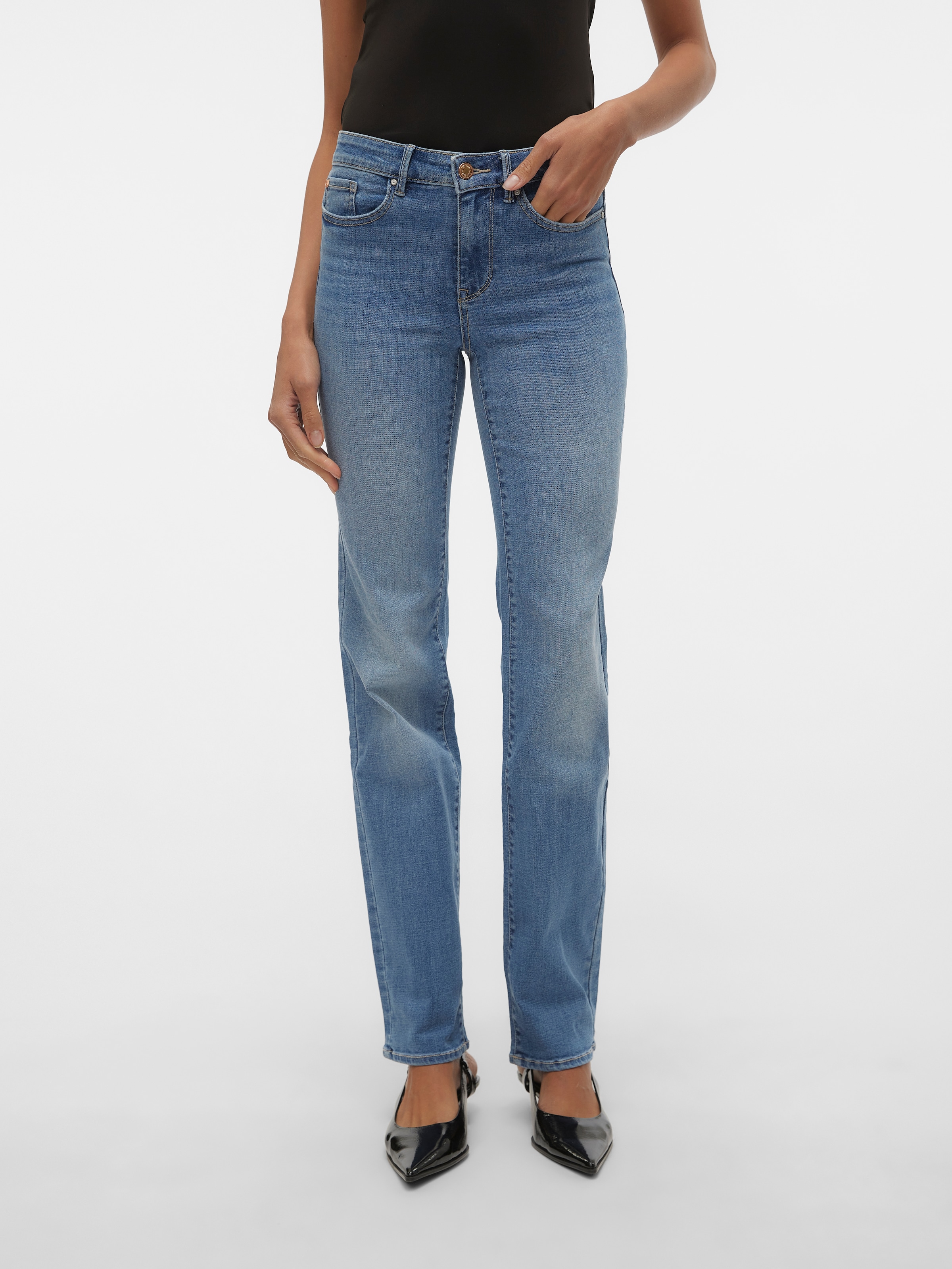 Vero Moda Straight-Jeans "VMFLASH MR STRAIGHT JEANS LI347 GA NOOS"