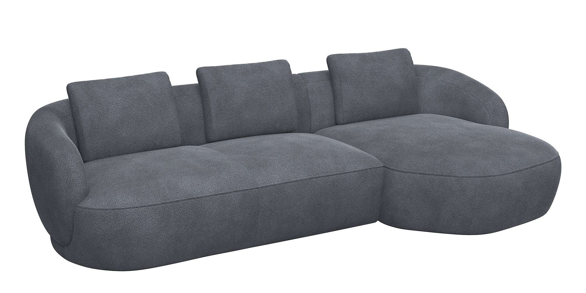 FLEXLUX Wohnlandschaft »Torino, rund, L-Form, Sofa-Ecke mit Recamiere, Longchair-Sofa«, Modernes, organisches Sofa-Design, Kaltschaum, Wellenunterfederung