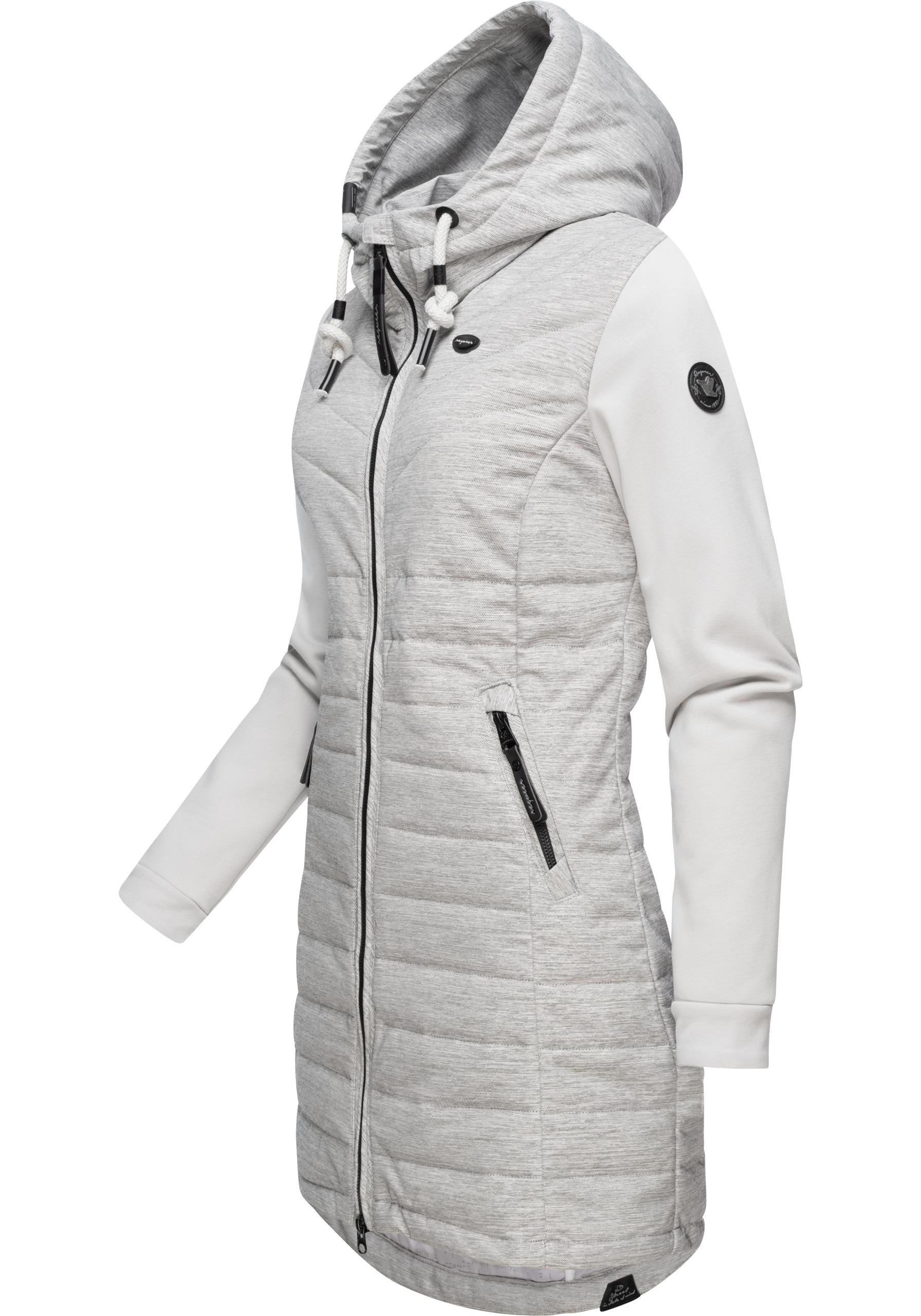 Ragwear Steppmantel »Lucinda Long«, Mantel Materialmix BAUR Kapuze mit kaufen modernem | aus