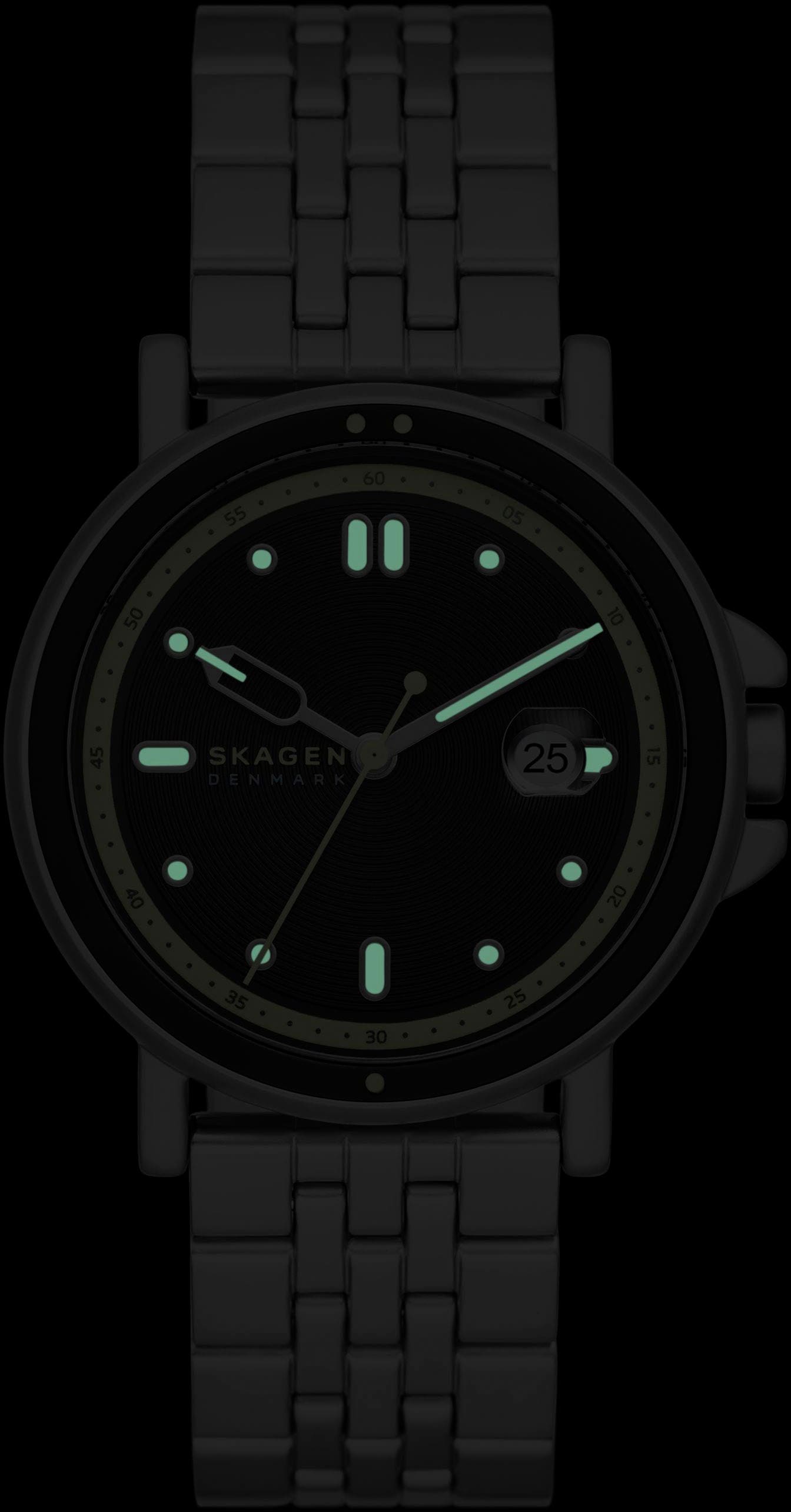 Skagen Quarzuhr »SIGNATUR SPORT«, Armbanduhr, Herrenuhr, Datum, analog, Edelstahlarmband