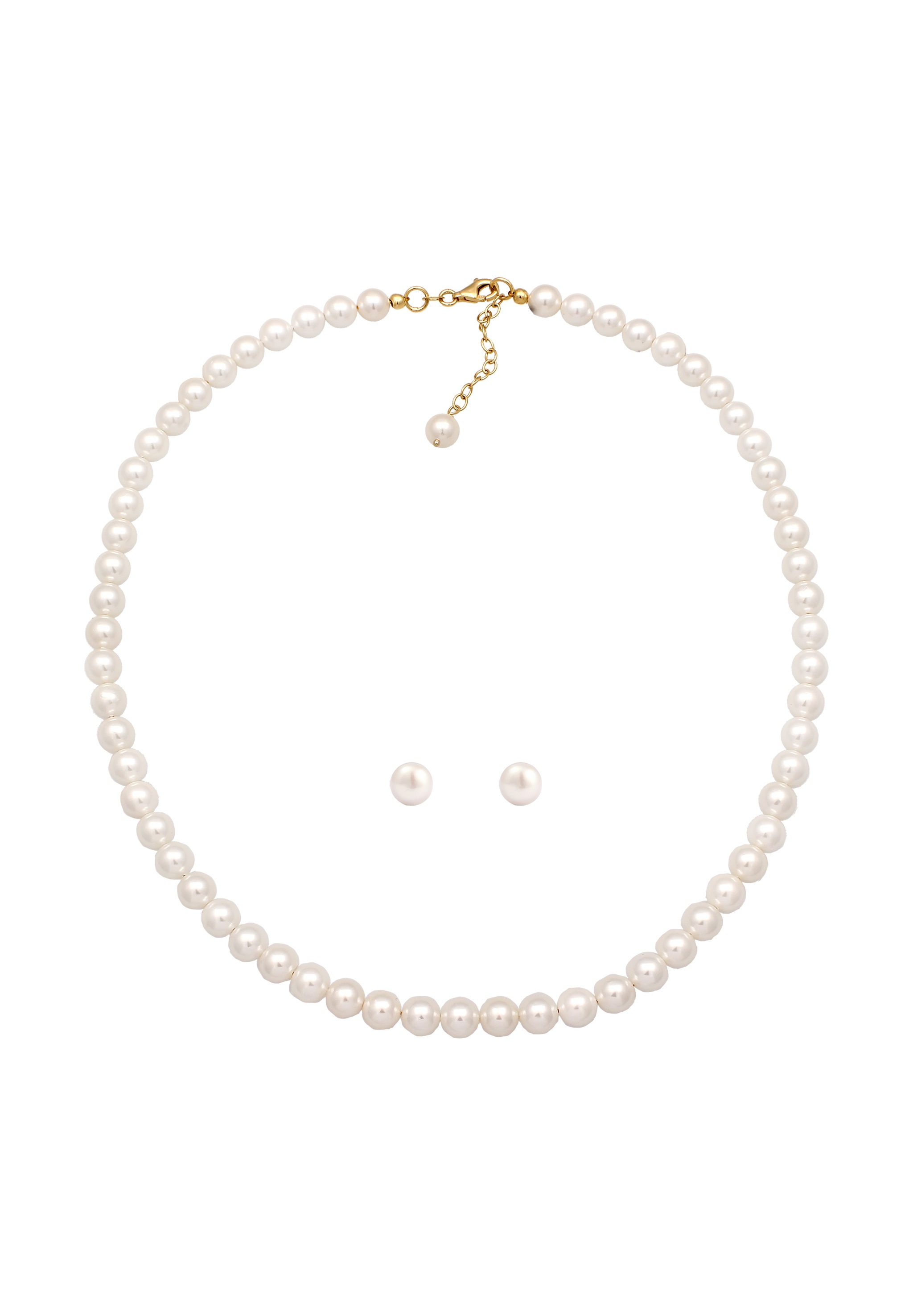 Elli Ohrring und Ketten Set »Schmuckset Süßwasserzuchtperlen Weiß 925 Sterling Silber vergoldet« ()