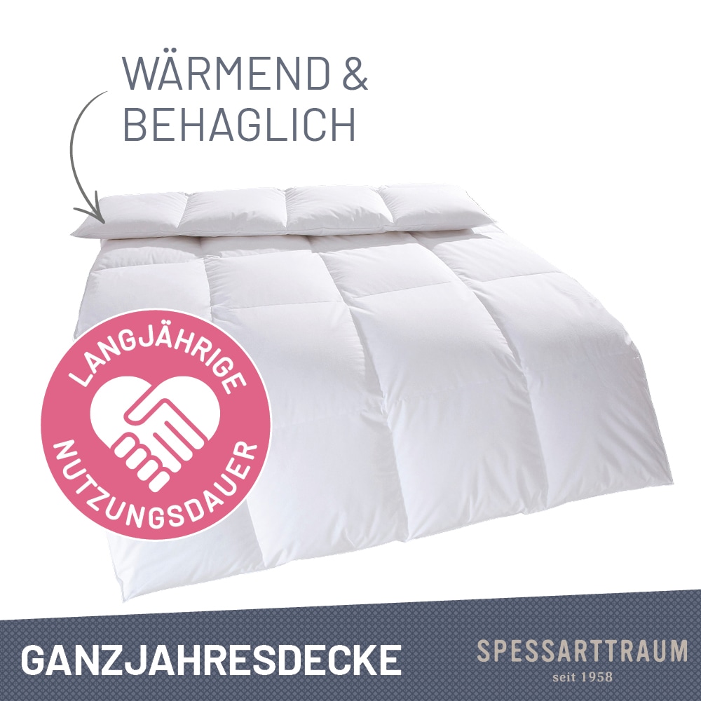 SPESSARTTRAUM Daunenbettdecke »Arosa Bettdecke min 135x200 cm & weitere Größen«, warm, Füllung 90% Daunen & 10% Federn, Bezug 100% Baumwolle, (1 St.), Bettdecke Winter, Sommer, Made in Germany