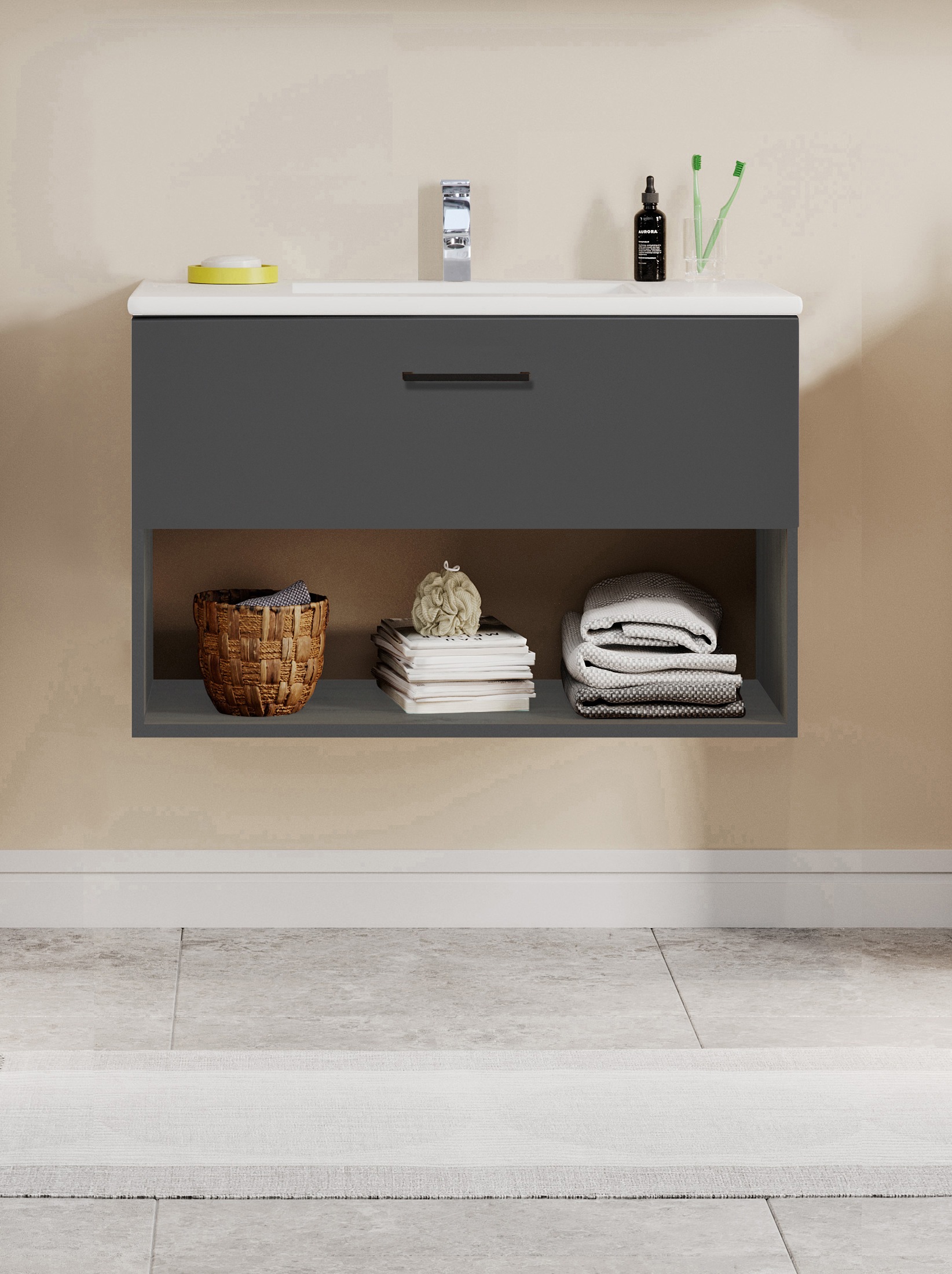 welltime Waschtisch "Trento Light mit Keramik-Auflagebecken", 1 Auzug und 1 günstig online kaufen