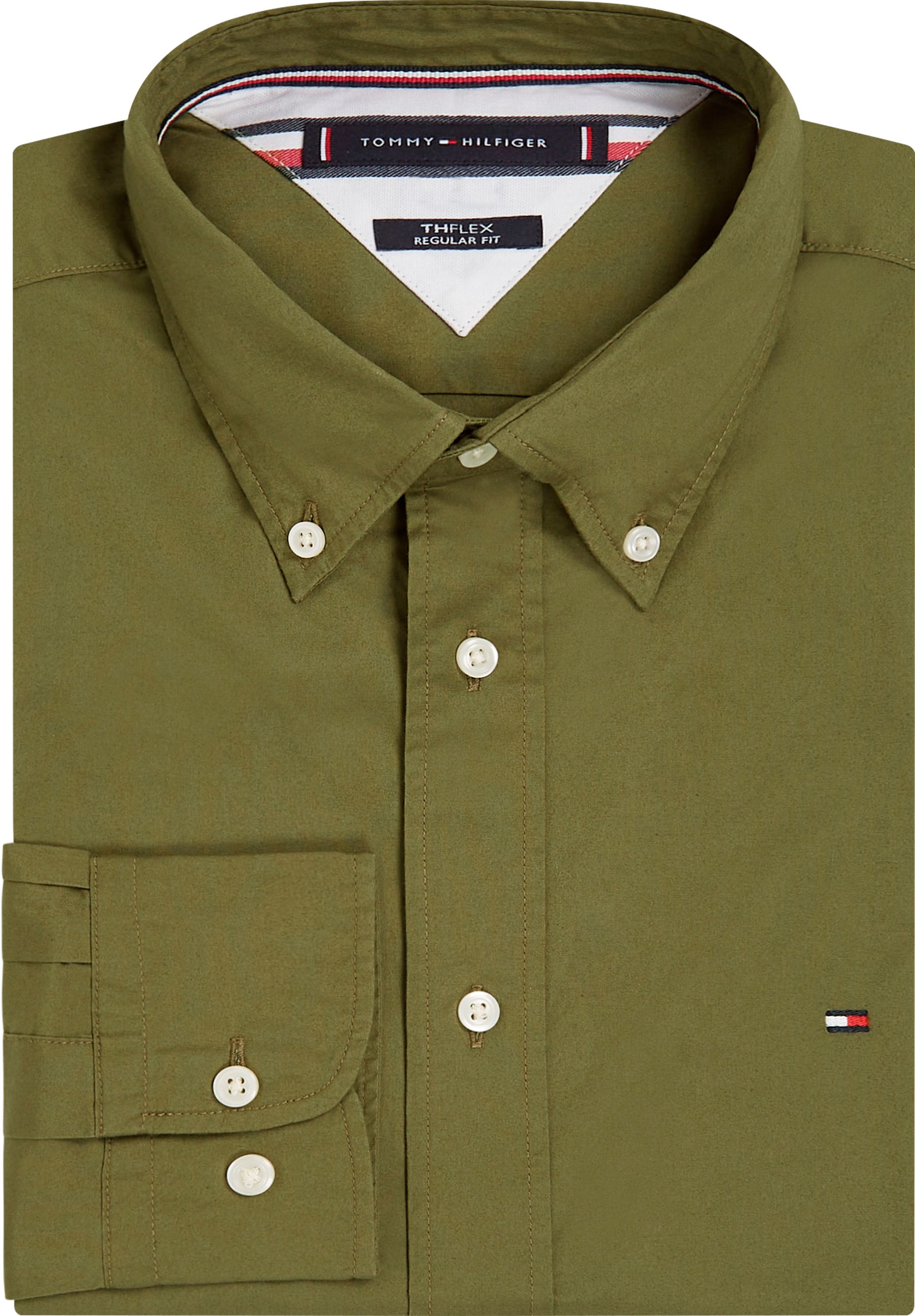 Tommy Hilfiger Langarmhemd »FLEX POPLIN RF SHIRT«, mit Tommy Hilfiger Labelschild innen an der Knopfleiste