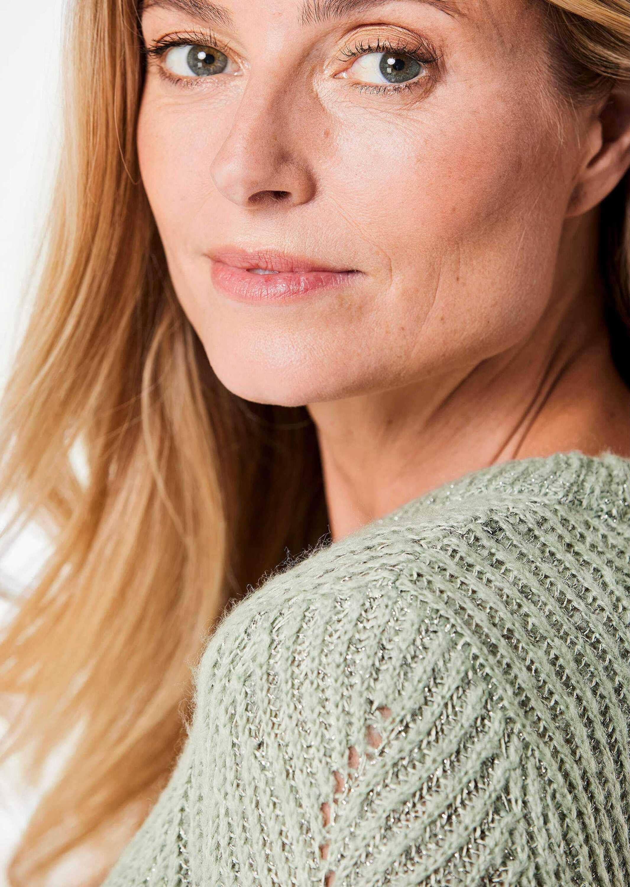 GOLDNER Strickpullover »Pullover in Rippenoptik und Ajourdetails«