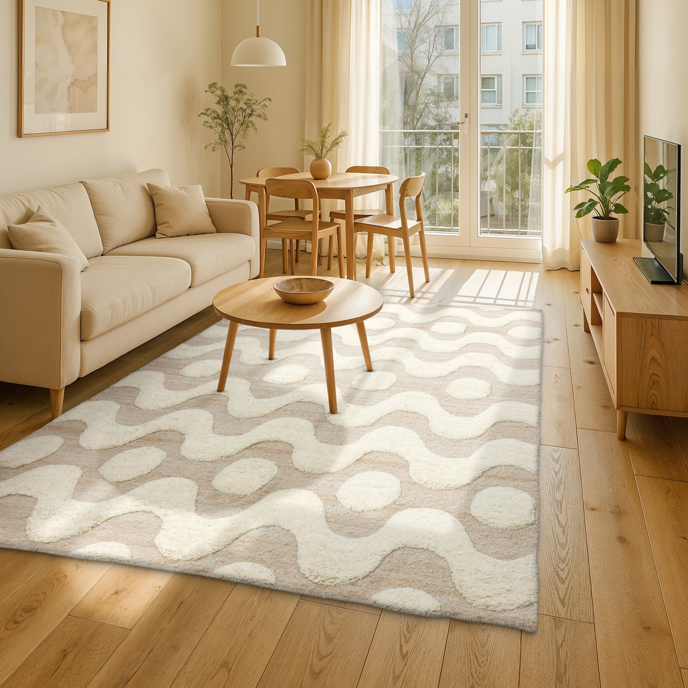 SCHÖNER WOHNEN-Kollektion Teppich »Milena« rechteckig 20 mm Höhe Linien, Punkte, Modern, Hoch Tief Struktur, weich, Wohnzimmer