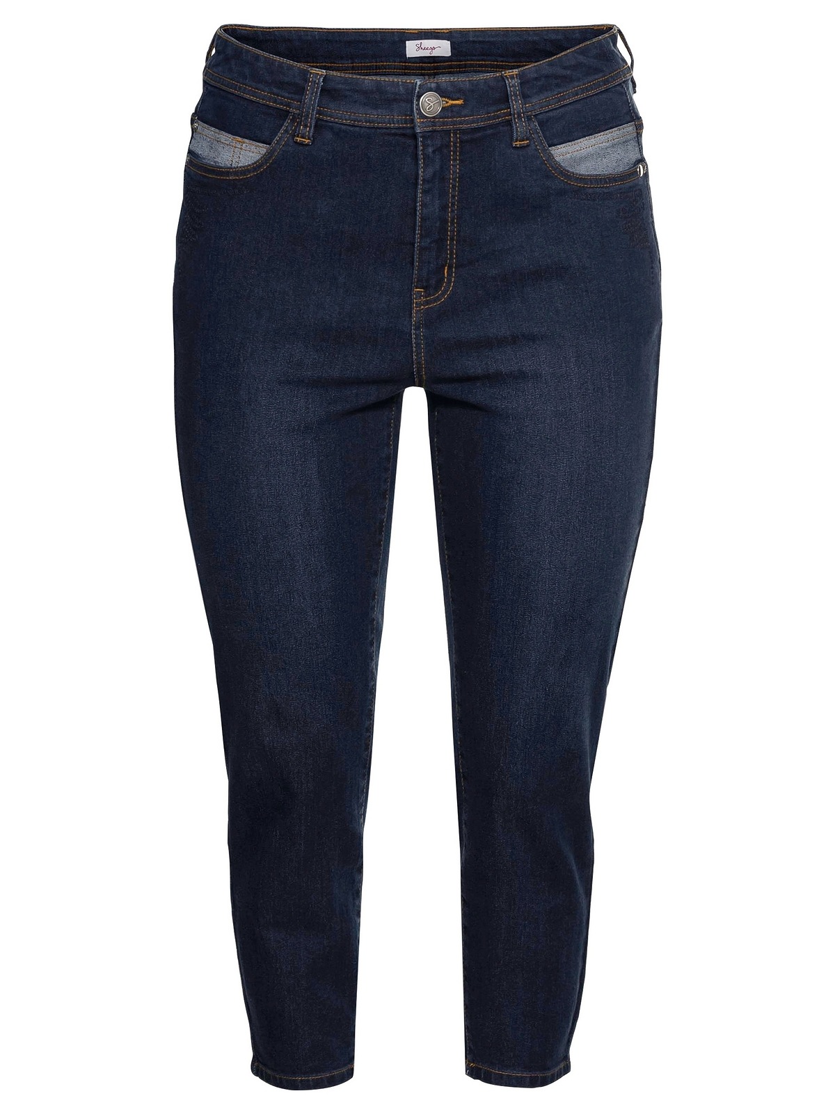»Große bestellen Sheego 7/8-Länge, mit vorn Stretch-Jeans in BAUR Stickerei für | Größen«,