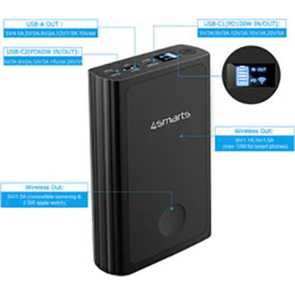 4smarts Smartphone-Ladegerät »Powerbank VoltHub Graphene 20000mAh/100W«