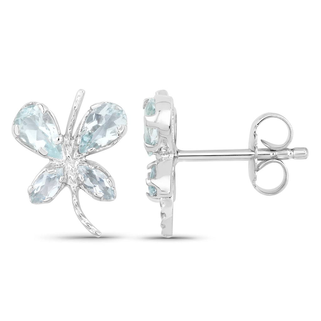 Vira Jewels Paar Ohrstecker »925-Sterling Silber rhodiniert Glänzend Aquamarine hellblau«