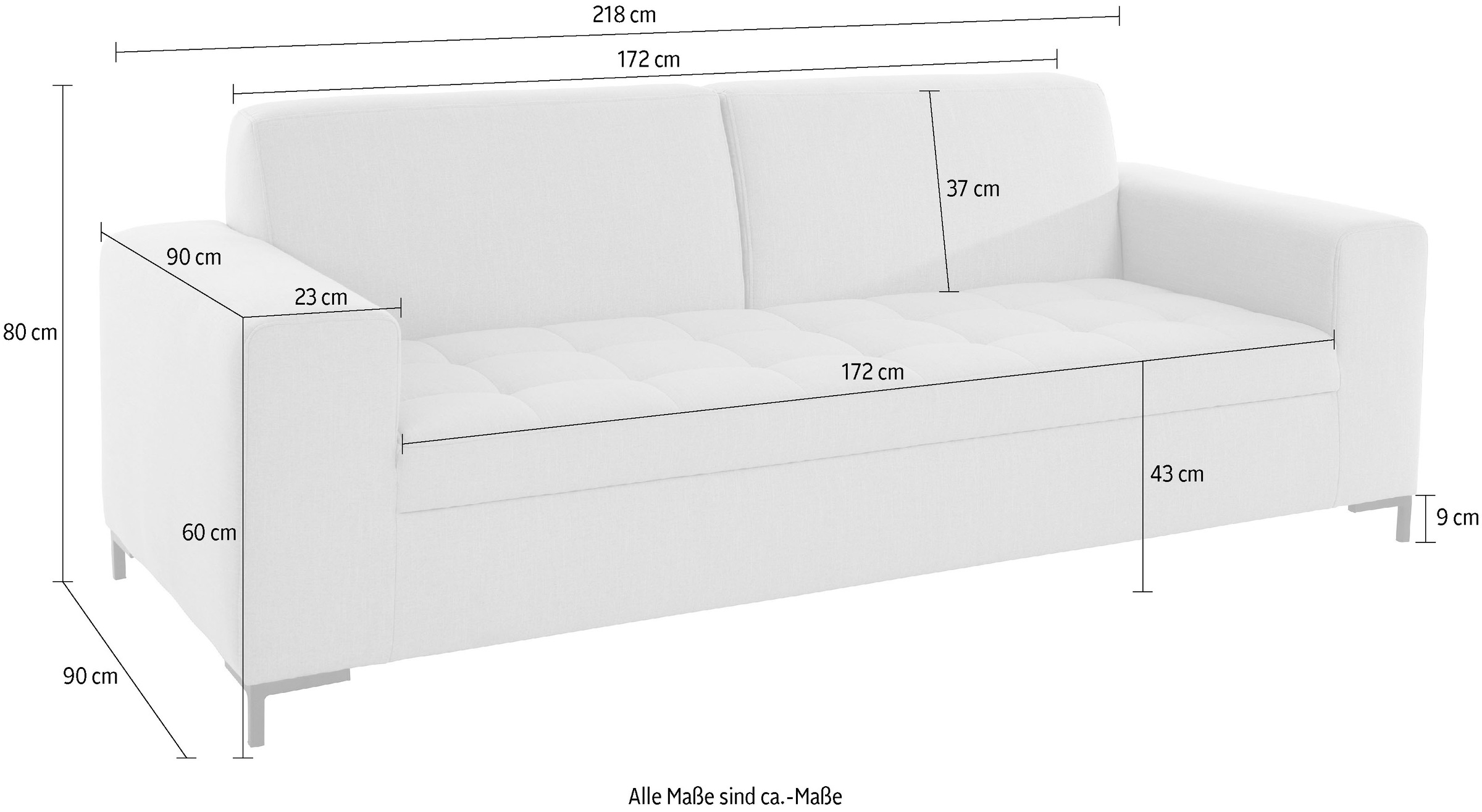 OTTO products 3-Sitzer »Grazzo«, hochwertige Stoffe aus recyceltem Material, Steppung im Sitzbereich