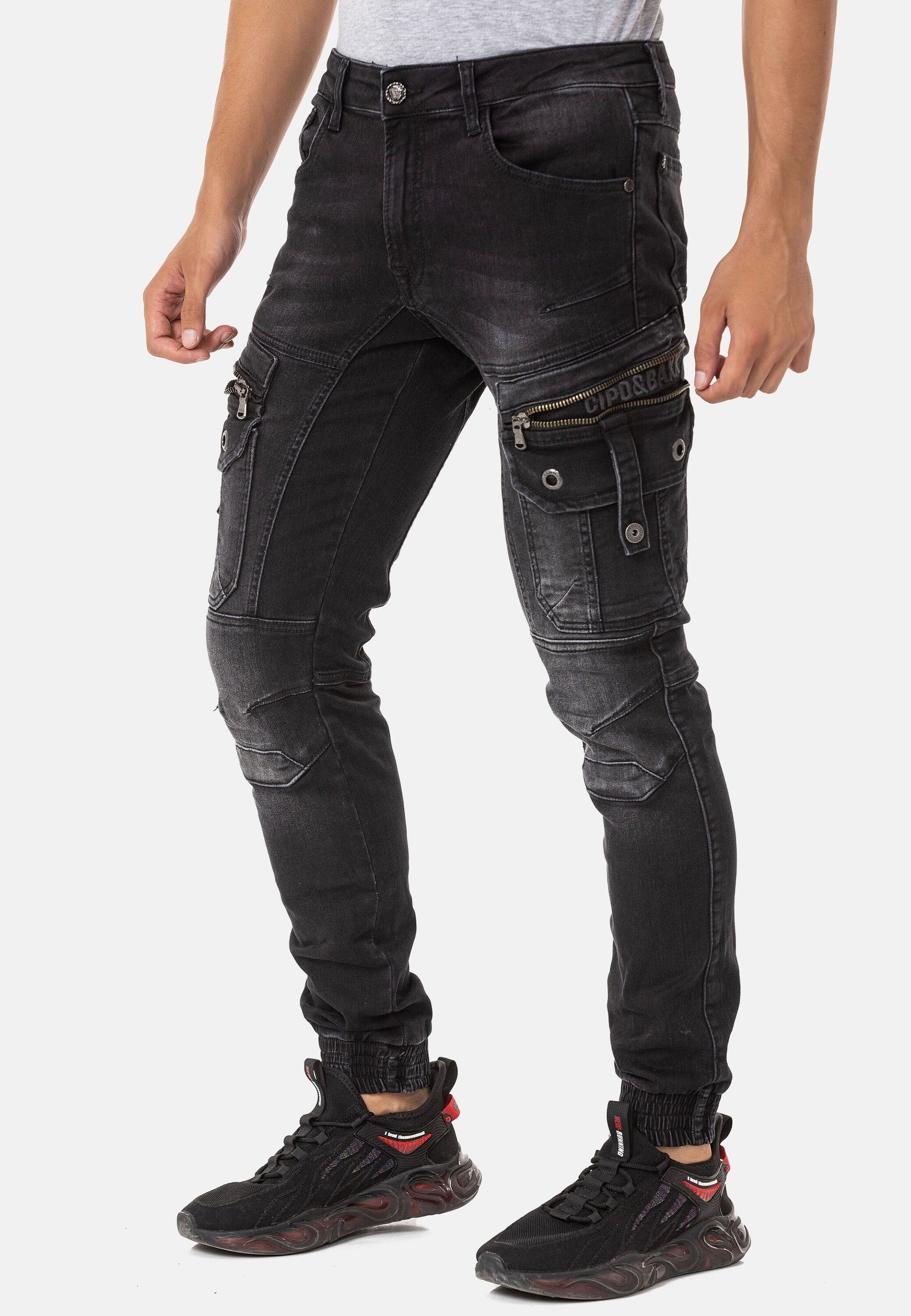 Cipo & Baxx Regular-fit-Jeans »Jeans«, mit trendigen Cargotaschen, CD-845