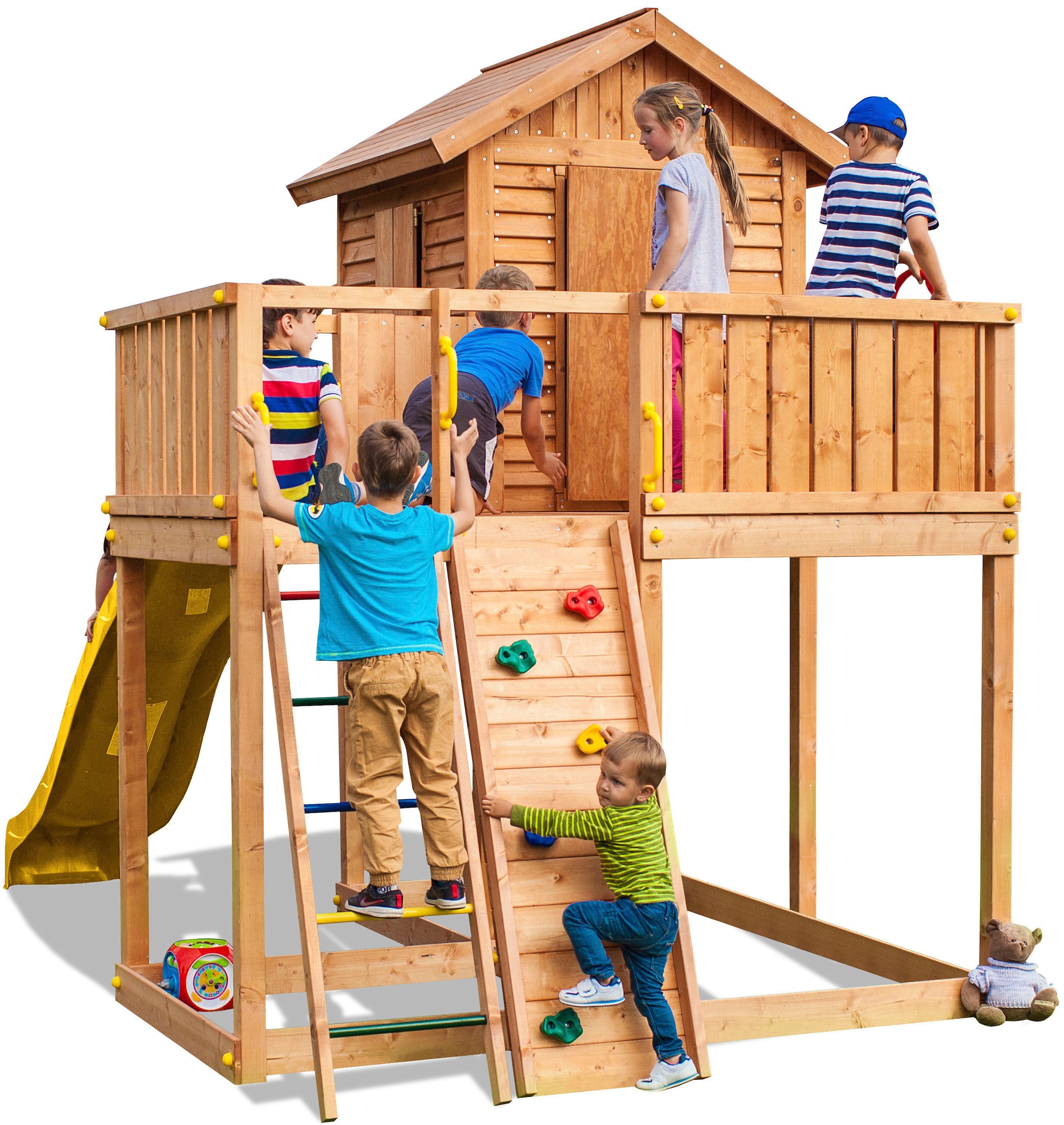 FUNGOO Spielturm »My SIDE Step On«, mit Schaukel & Rutsche, Kletterwand, Spielhau