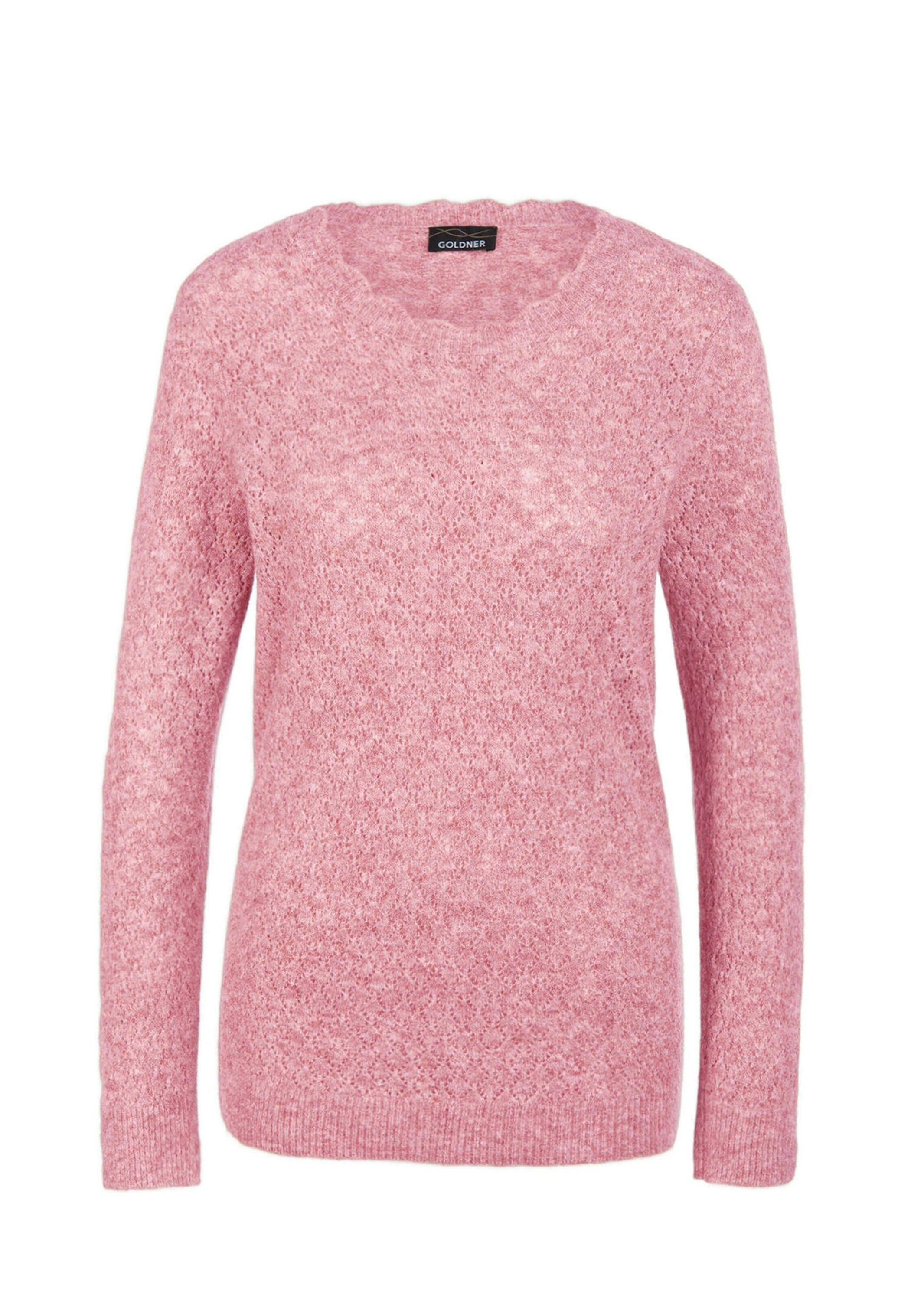 GOLDNER Strickpullover "Femininer Ajourpullover aus hochwertigem Melange-Garn" Sehr gut kombinierbares Wohlfühlstück