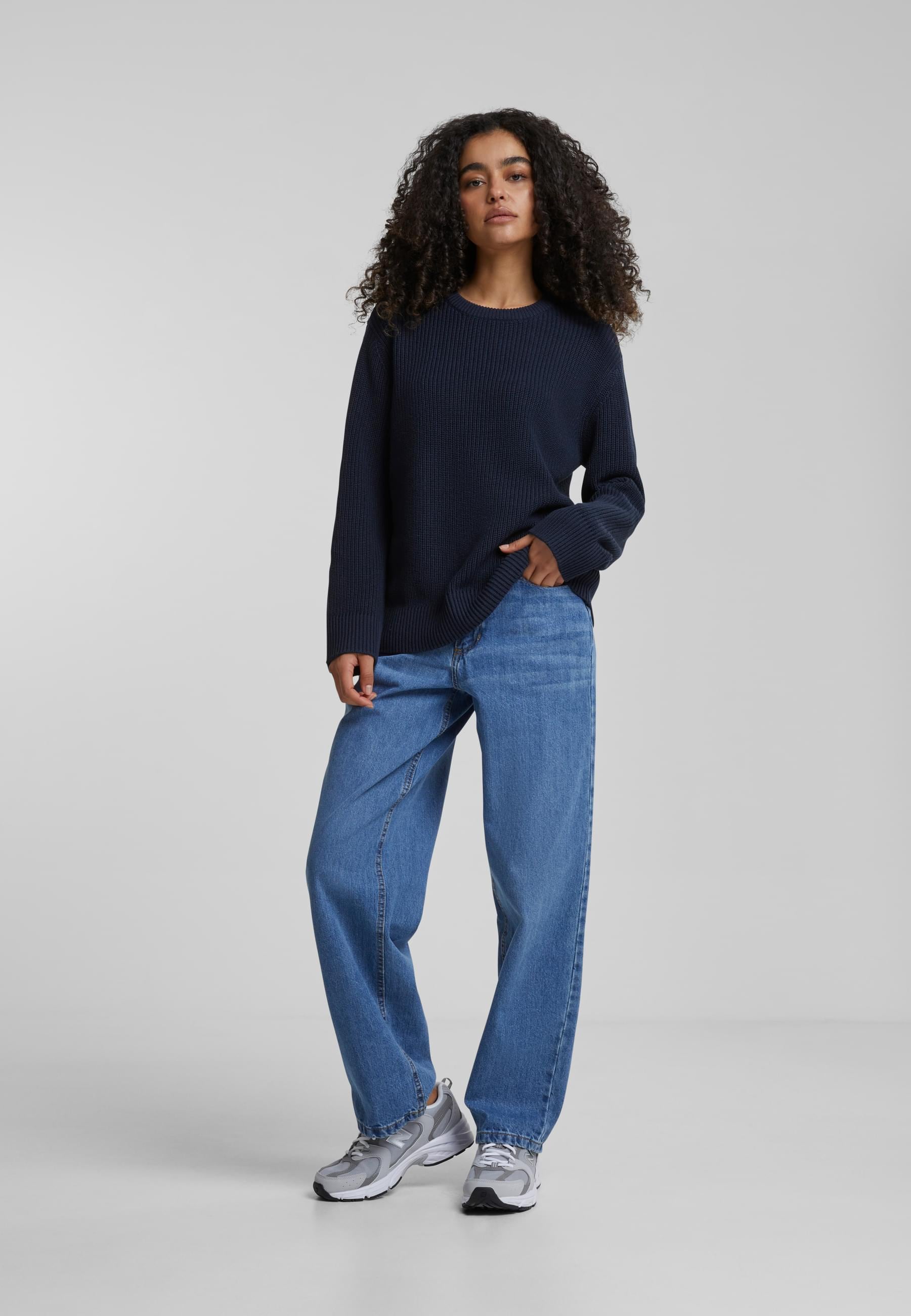 URBAN CLASSICS Rundhalspullover »Urban Classics Damen Ladies Rib Knit Sweater«, (1 tlg.)