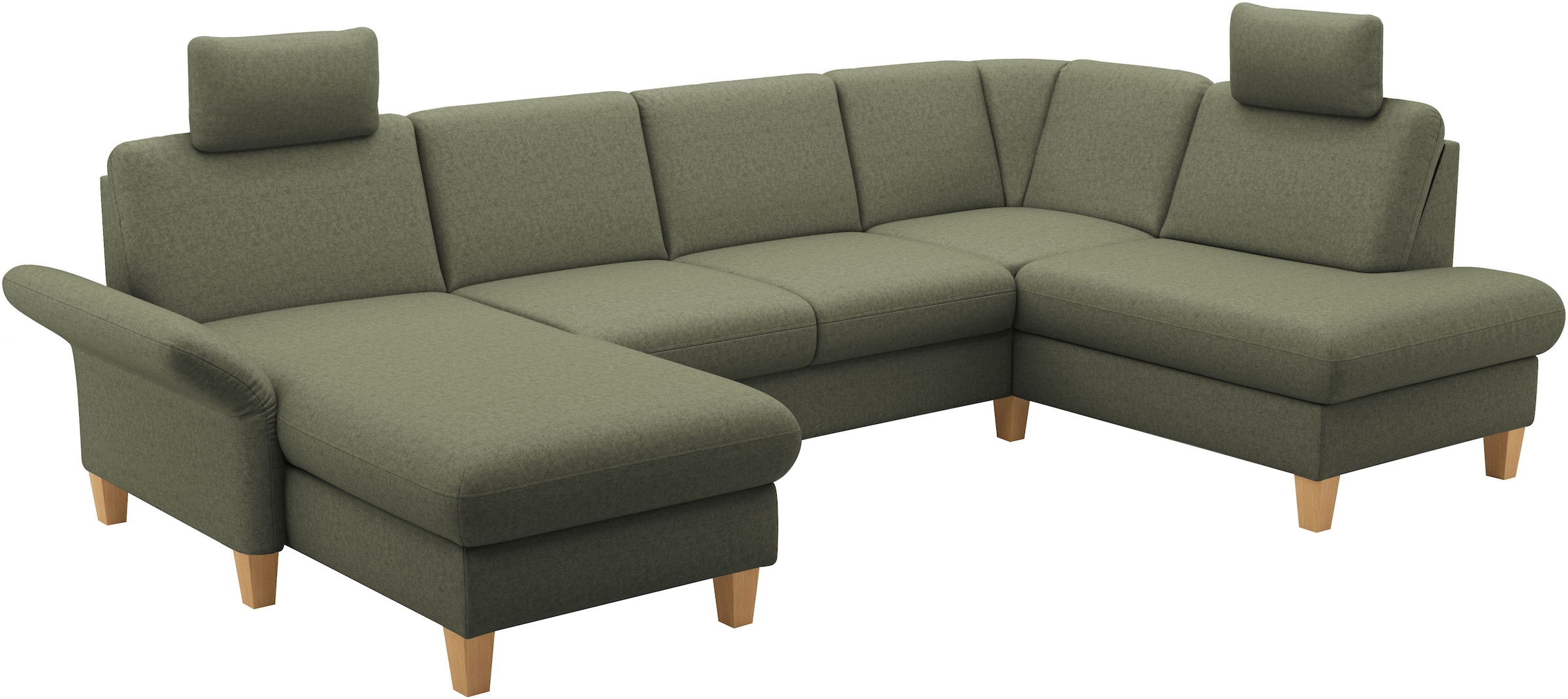 Home affaire Wohnlandschaft »Rochelle, U-Form« optional mit Armteilverstellung, mit Bettfunktion & Bettkasten
