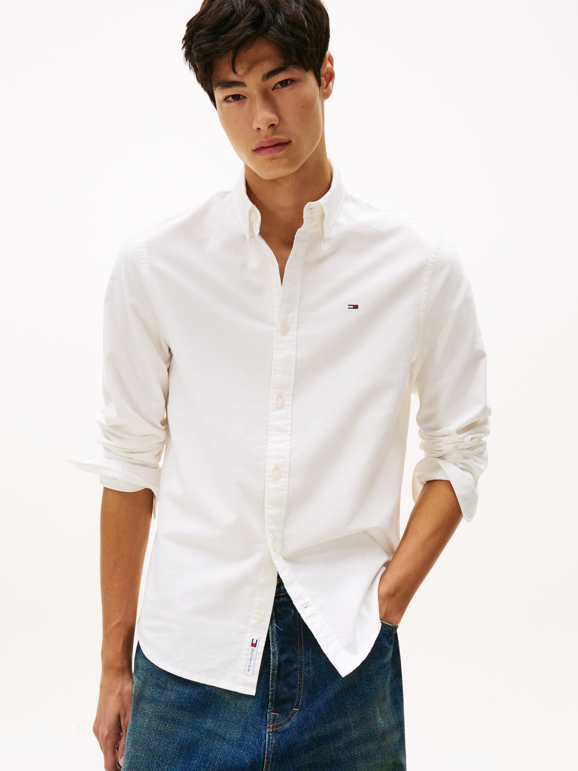 Thumbnail - Tommy Jeans Langarmhemd "TJM REGULAR OXFORD" Mit Rundhalsausschnitt, Button-down-Kragen
