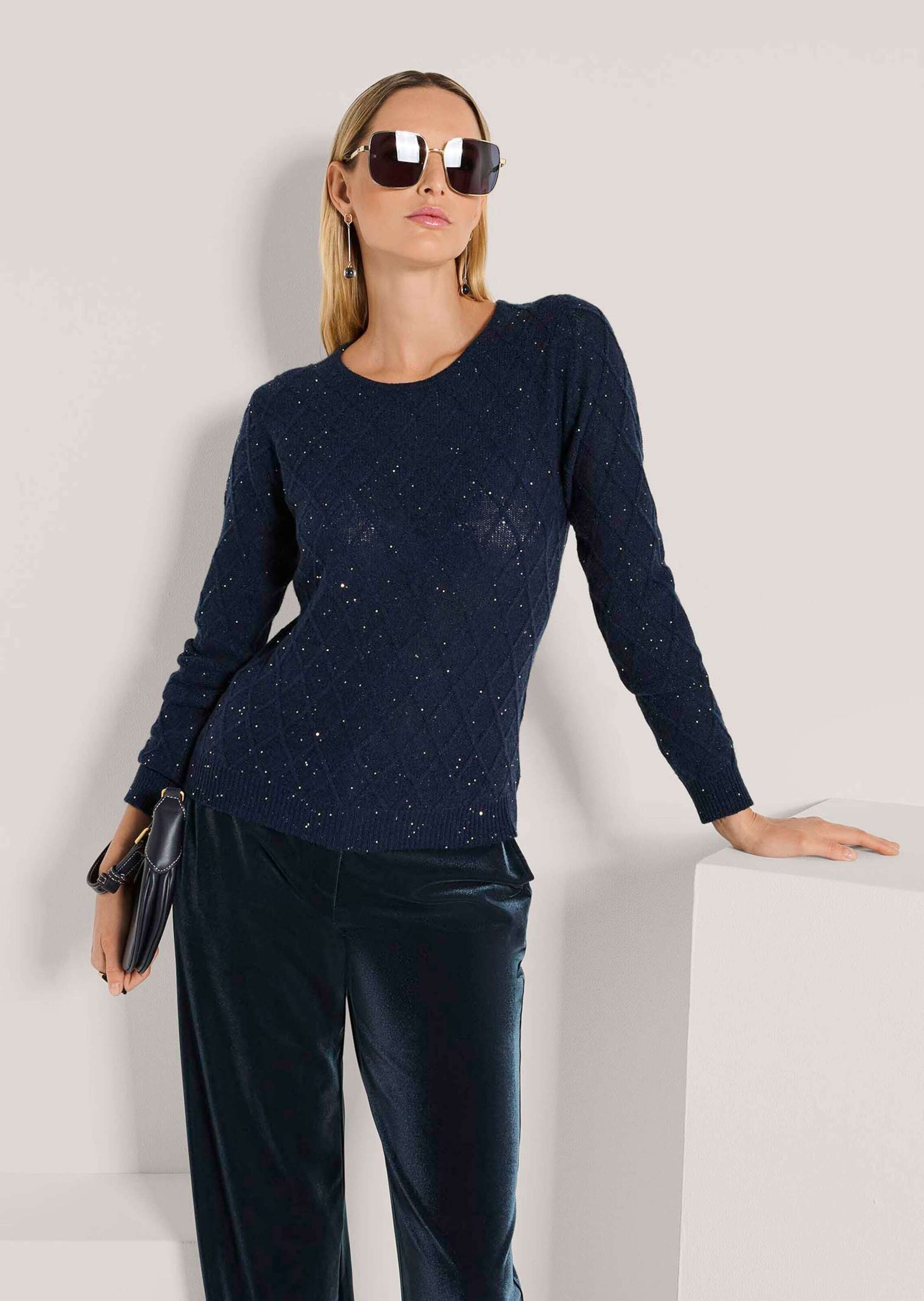 MADELEINE Longpullover »Strickpullover Schicker Kaschmirpullover mit Glanzeffekt«