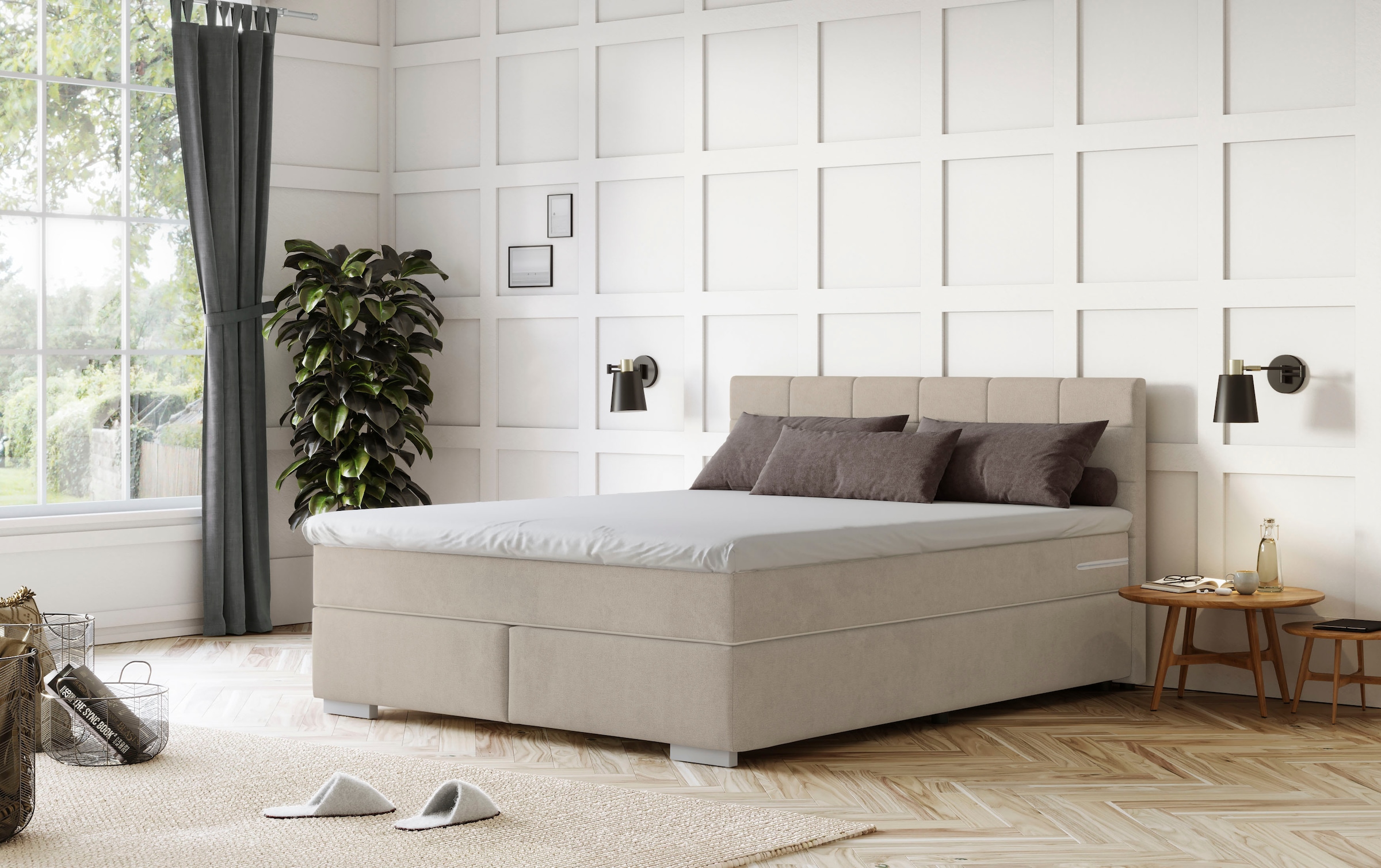 COTTA Boxspringbett "Simba erhältlich in verschiedenen Breiten, Farben und Härtegraden" Bezugsstoff: Struktur fein