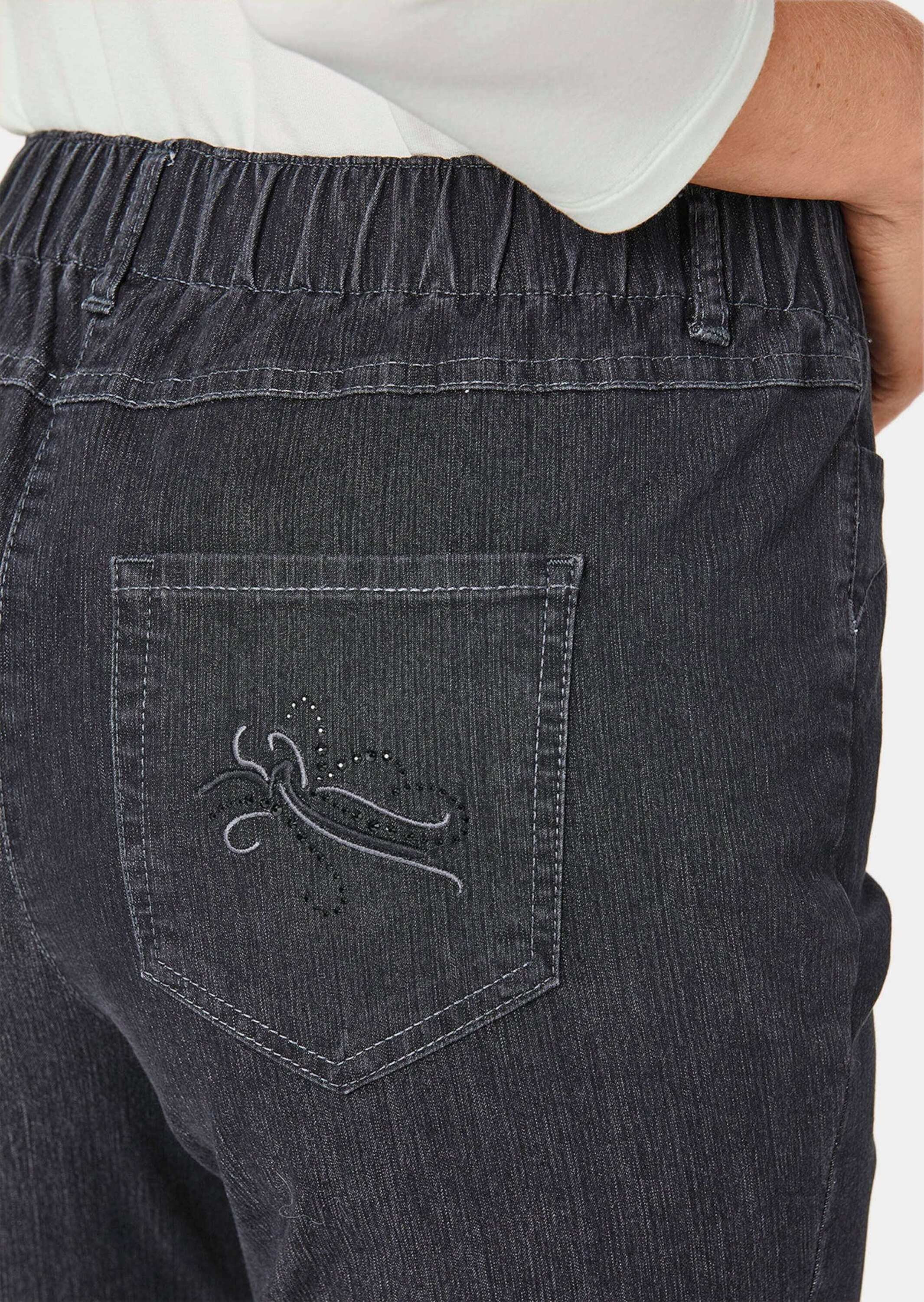 GOLDNER Regular-fit-Jeans »Kurzgröße Edel geschmückte Jeansschlupfhose LOUISA«