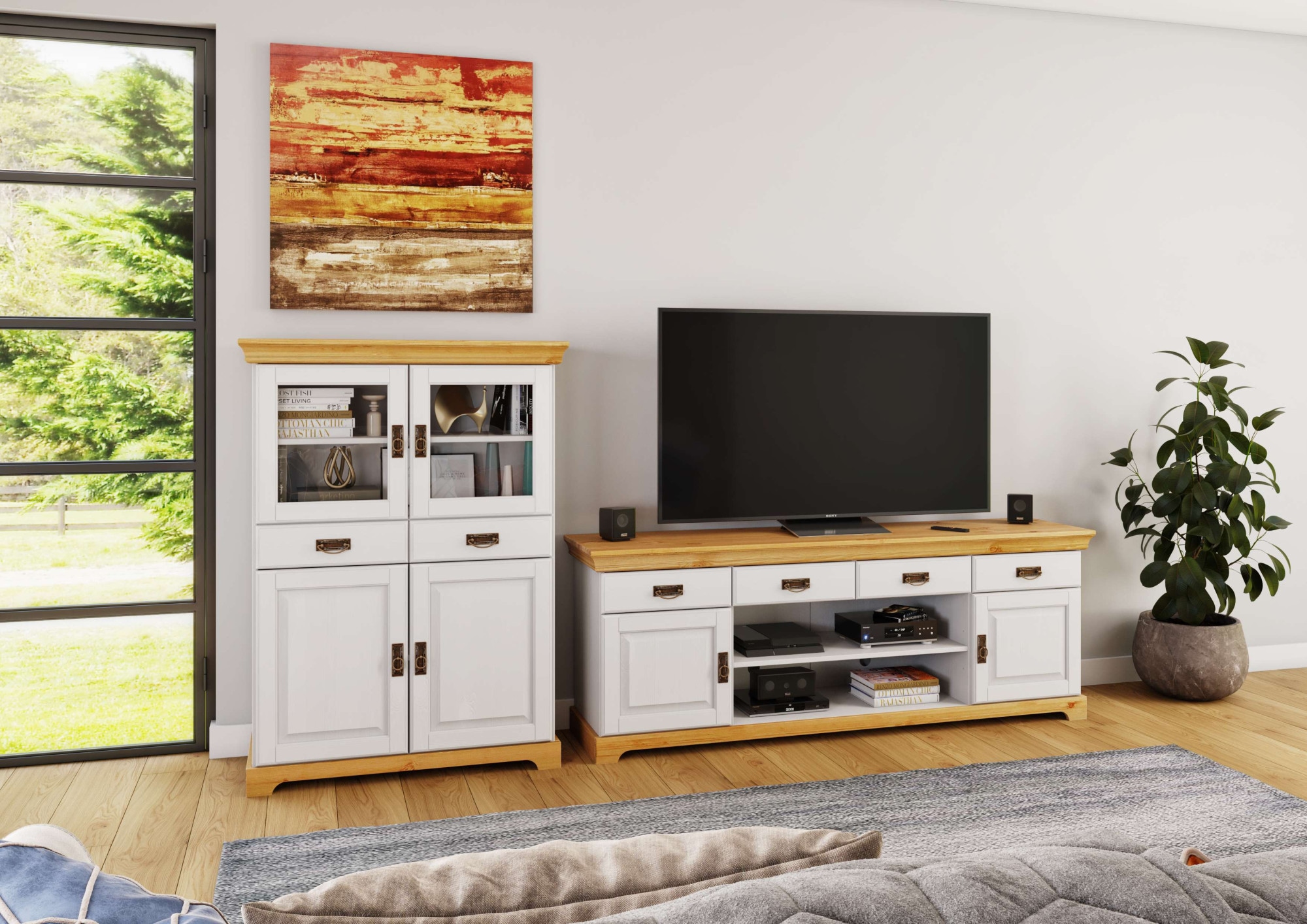 Home affaire TV-Board »Rügen«, zertifiziertes Massivholz, Breite 180 cm, im Landhausstil