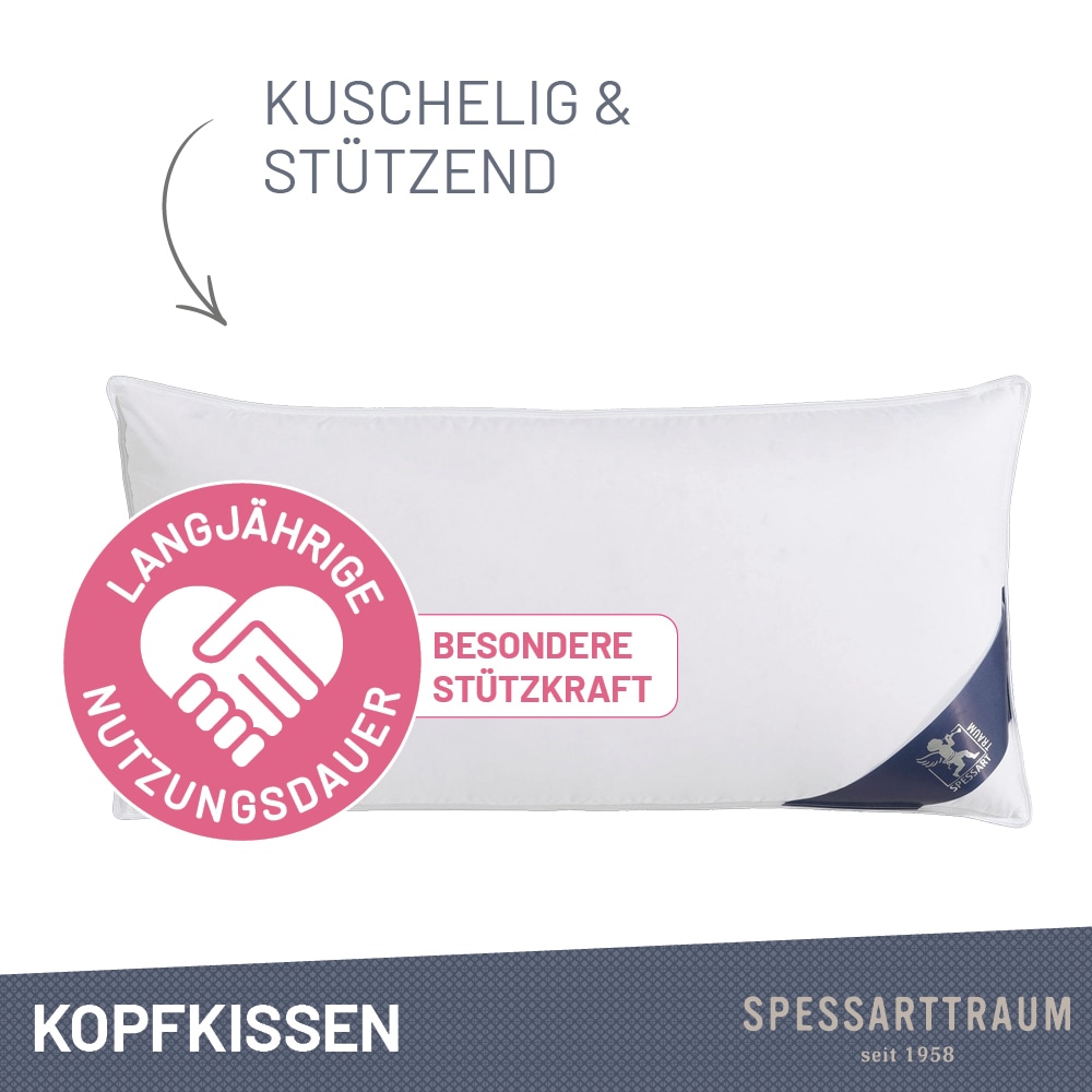 SPESSARTTRAUM Gänsedaunenkopfkissen "Premium, Kopfkissen 1-tlg. oder 2-tlg. 40x80 oder 80x80 cm" Füllung: 90Gaensedaunen10Gaensefedern Spar-Set, 2 Stk. tlg. hergestellt in Deutschland, allergikerfreundlich, im Set günstiger