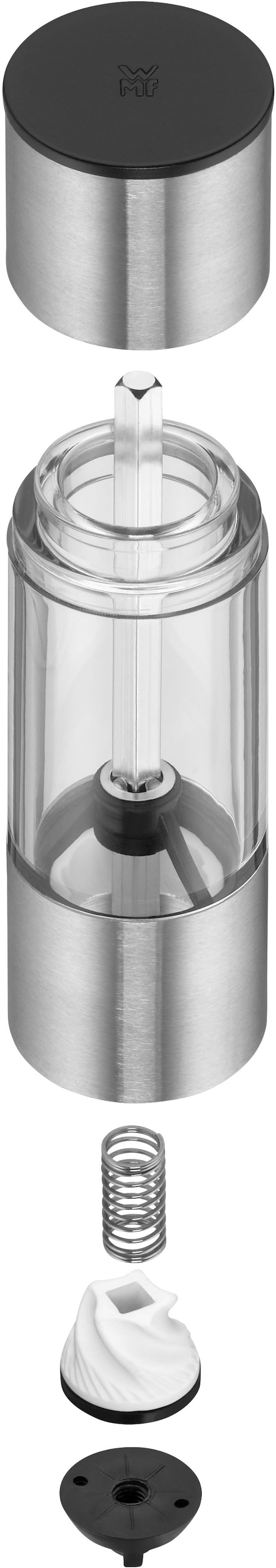 WMF Gewürzmühle »WMF«, (1 St.), Mini Mühle, Keramikmahlwerk, einstellbare Mahlstärke, Cromargan