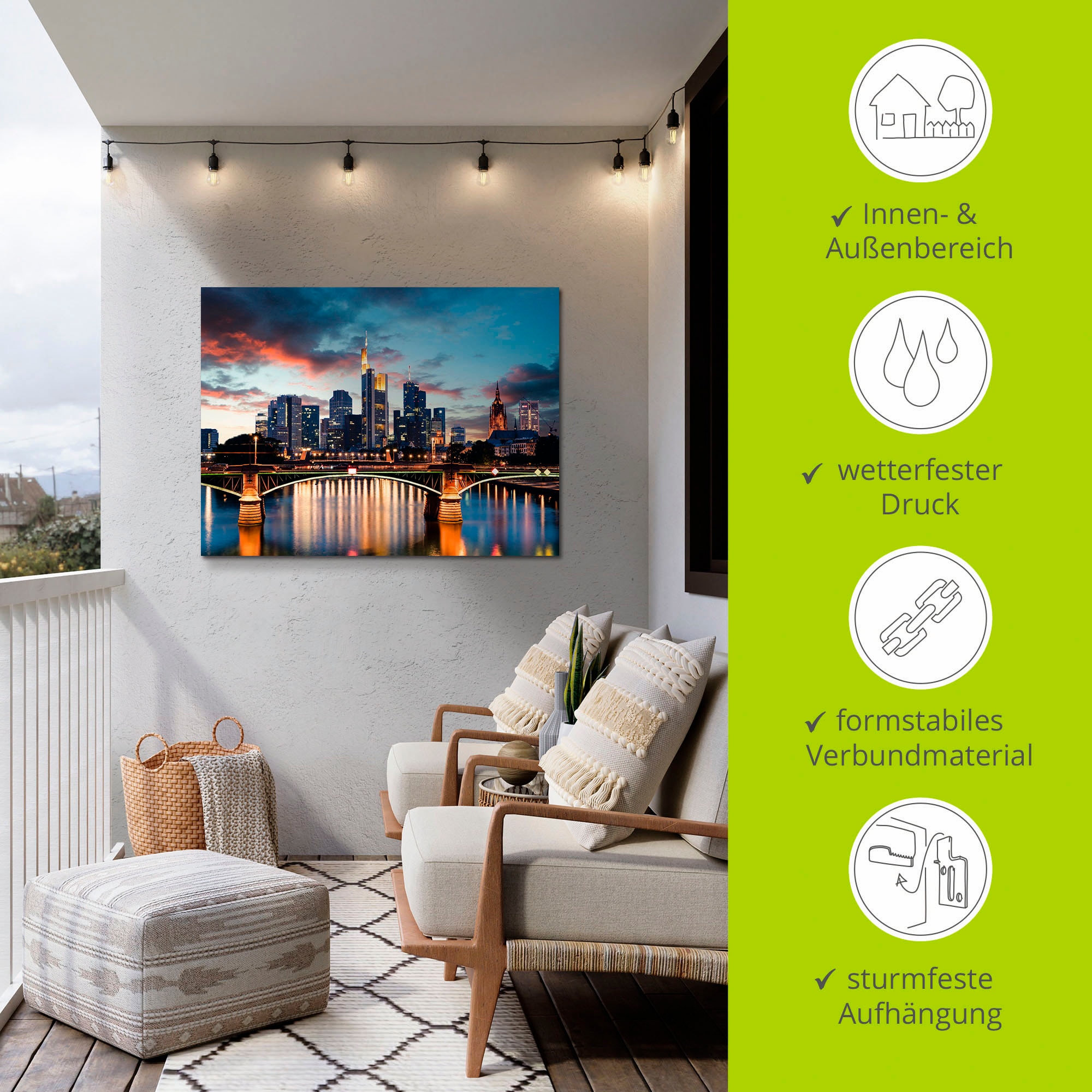 Artland Wandbild »Frankfurt am Main Skyline II«, Deutschland, (1 St.), als Alubild, Outdoorbild, Leinwandbild, Poster in verschied. Größen