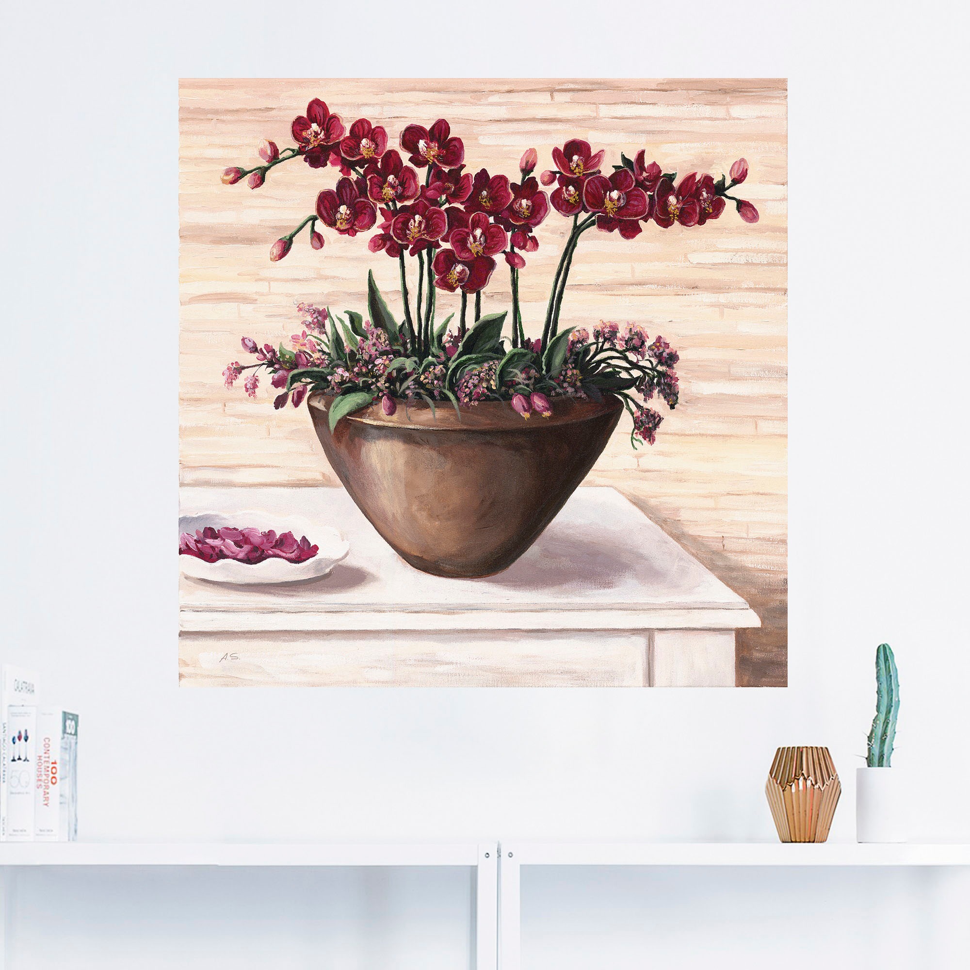 Artland Wandbild "Orchideen in Bordeaux", Blumen, (1 St.), als Alubild, Out günstig online kaufen