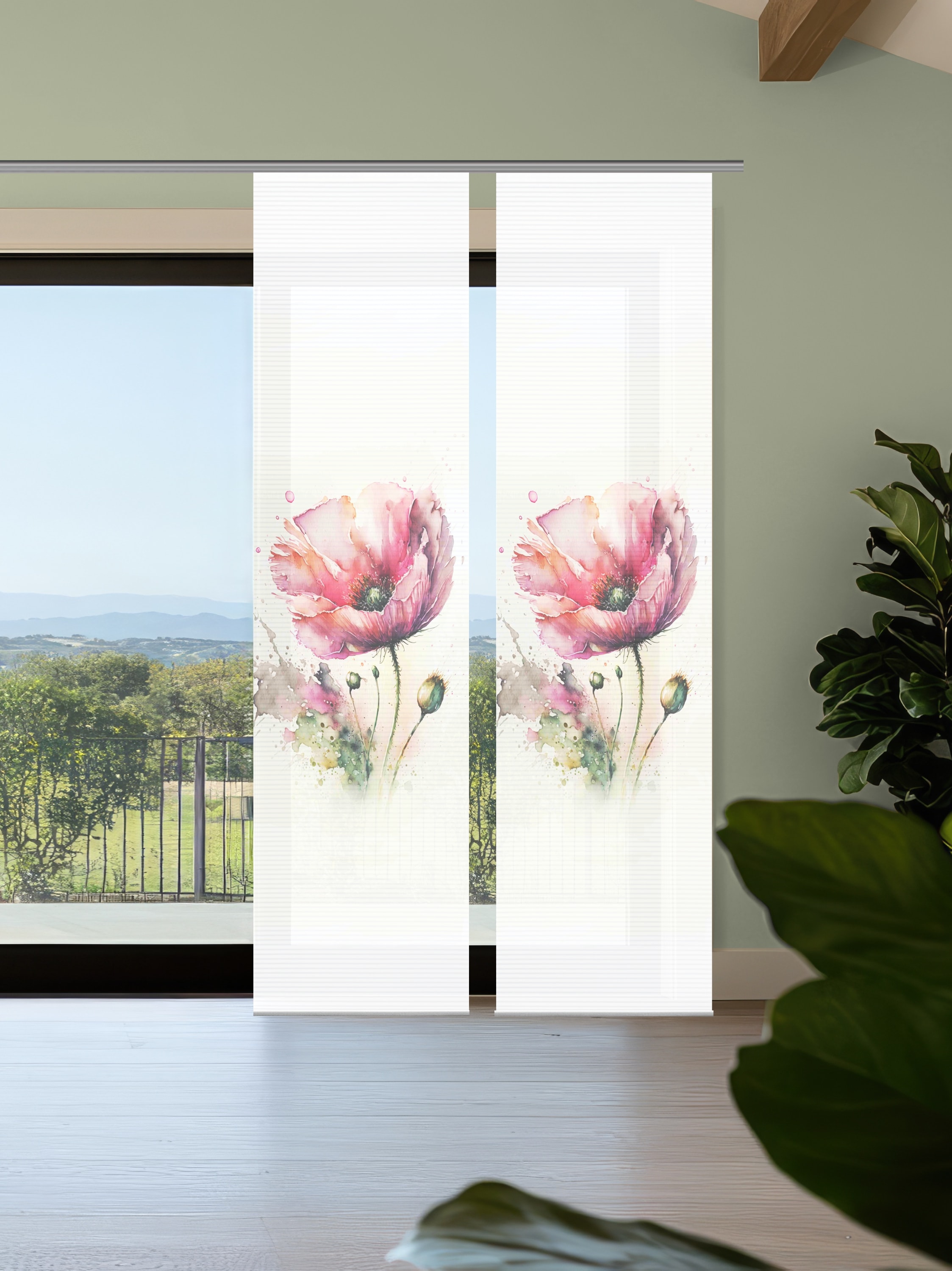 HOME in green Schiebegardine "MELIORA" Paneelwagen 2 Stk. tlg. Bambusoptik, günstig online kaufen