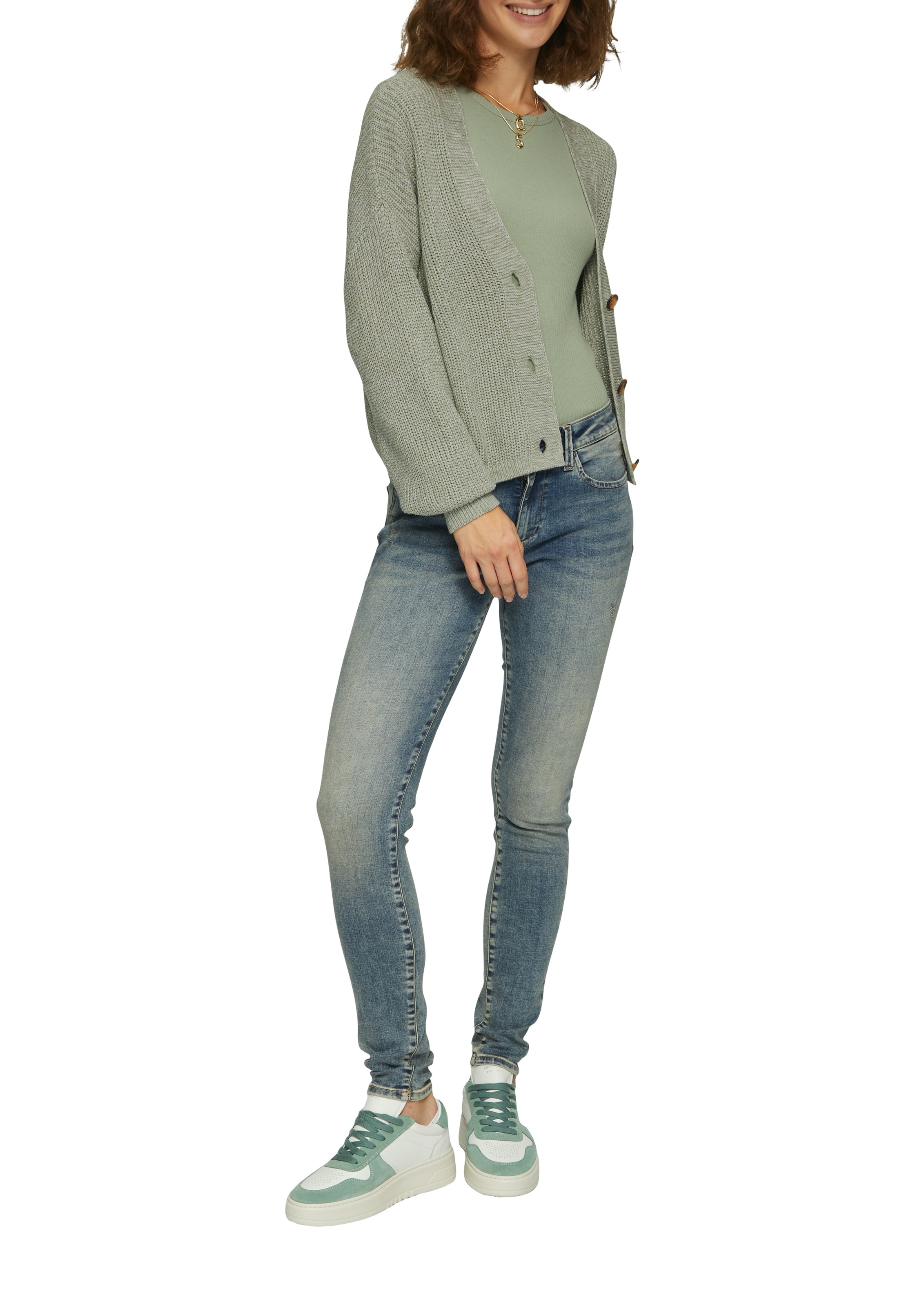 QS Strickjacke, mit Rippbündchen
