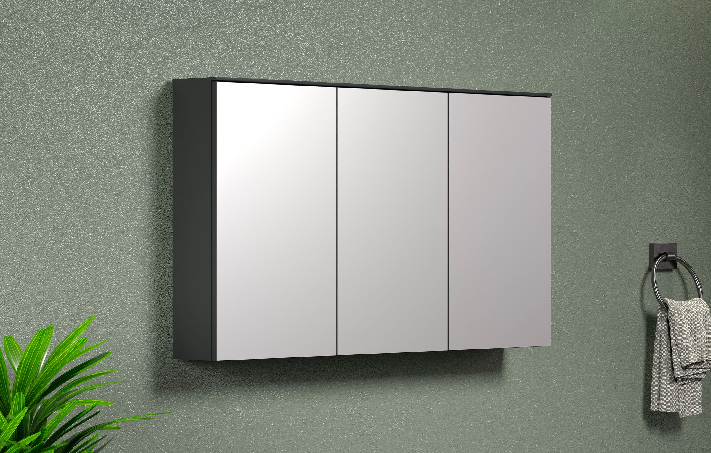 welltime Spiegelschrank »Premont« 1 Stk. tlg. Breiter Badspiegel mit 3 Spiegeltüren und 9 Fächern - Soft-Close