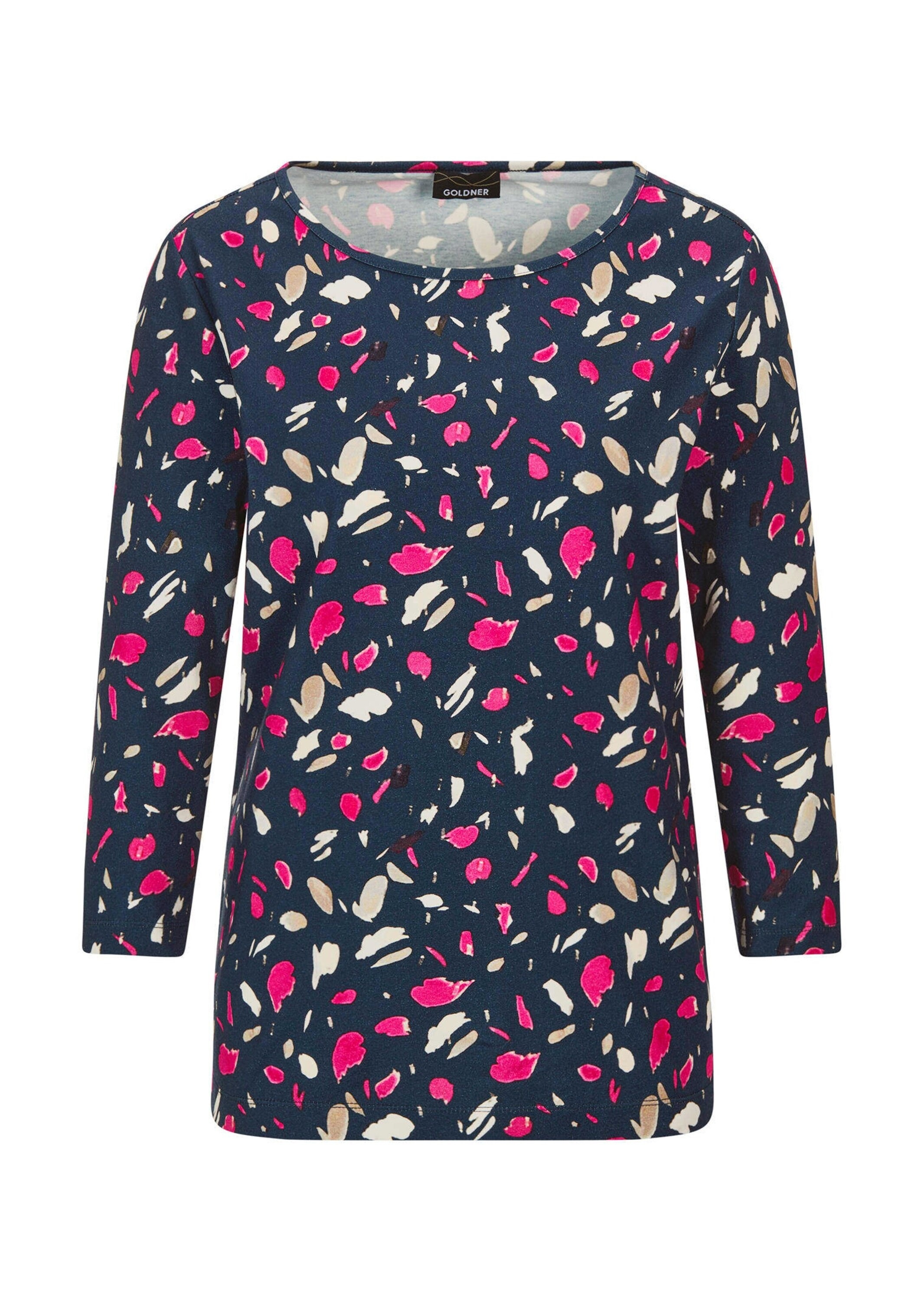 GOLDNER "Florales Jerseyshirt mit Paisley-Muster" U-Boot-Ausschnitt