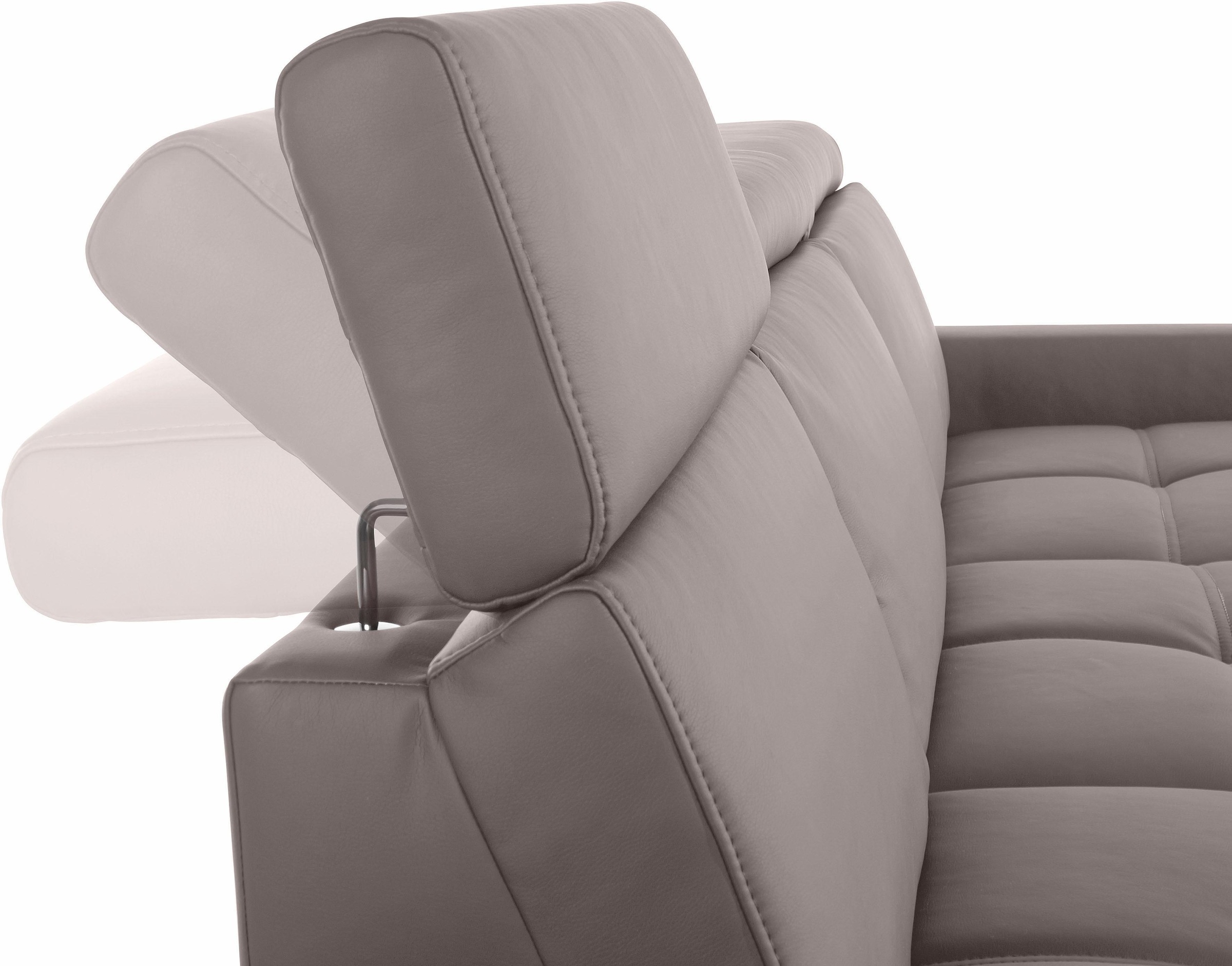 DOMO collection Ecksofa »Ava mit moderner Sitzheftung & toller Doppelnaht, komfortabel, L-Form«, mit Recamiere, inkl. Federkern, wahlweise mit Kopfteilverstellungen
