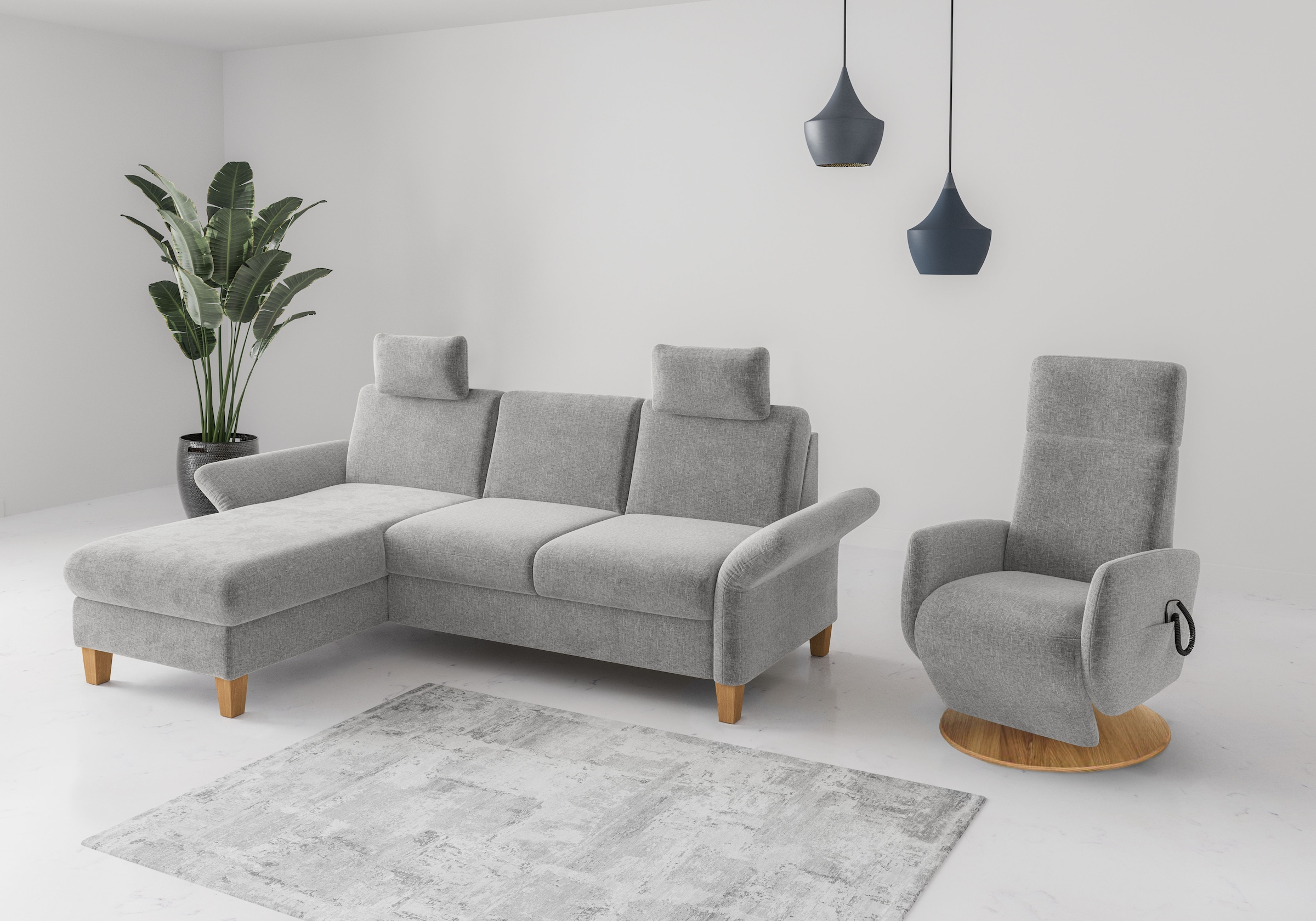 Home affaire Ecksofa »Rochelle«, wahlweise mit Armlverstellung, Klappbett mit Rollen & Bettkasten
