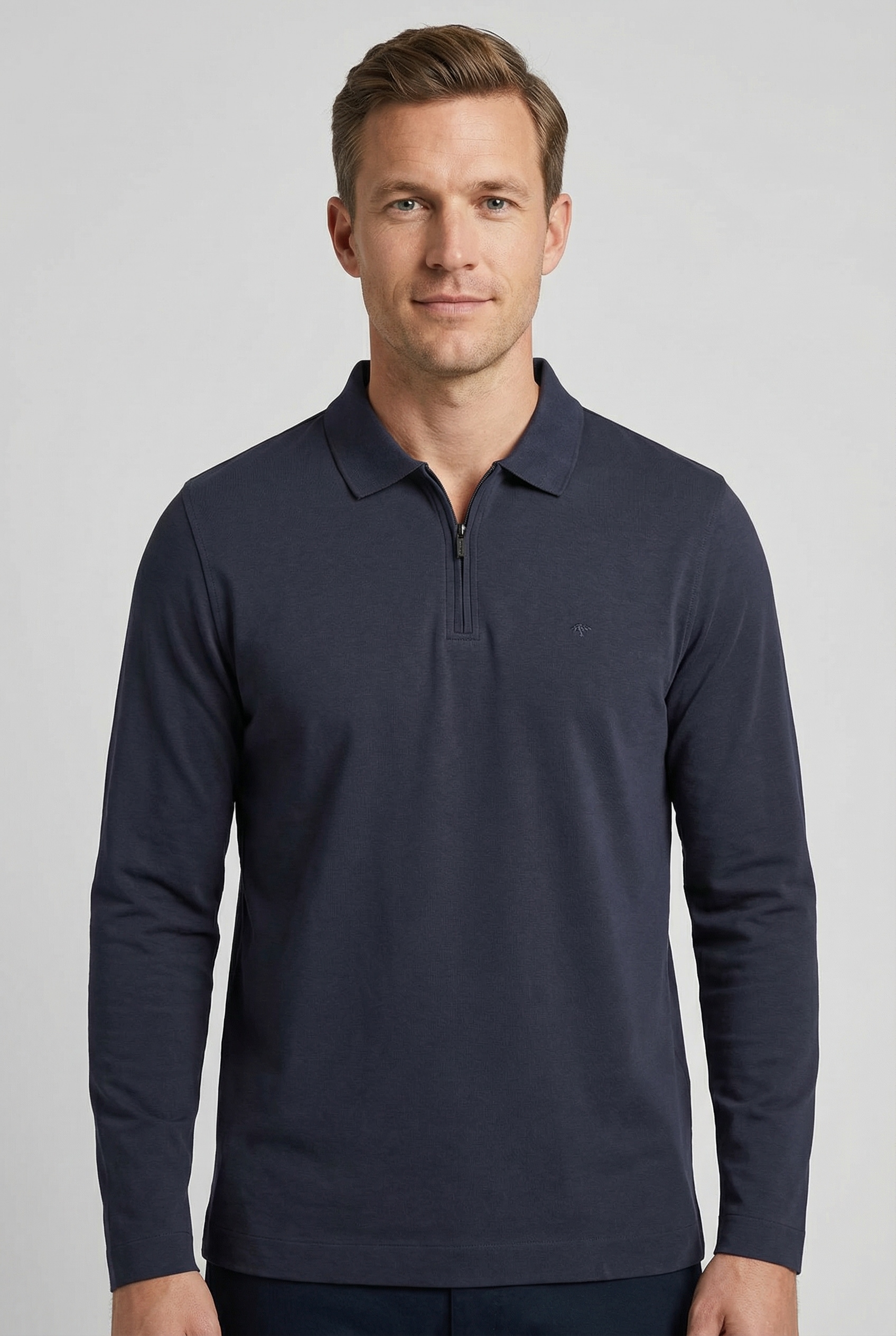 FYNCH-HATTON Langarmshirt normale Passform, mit Zipper, mit Hemdkragen, hüftbedeckende Länge