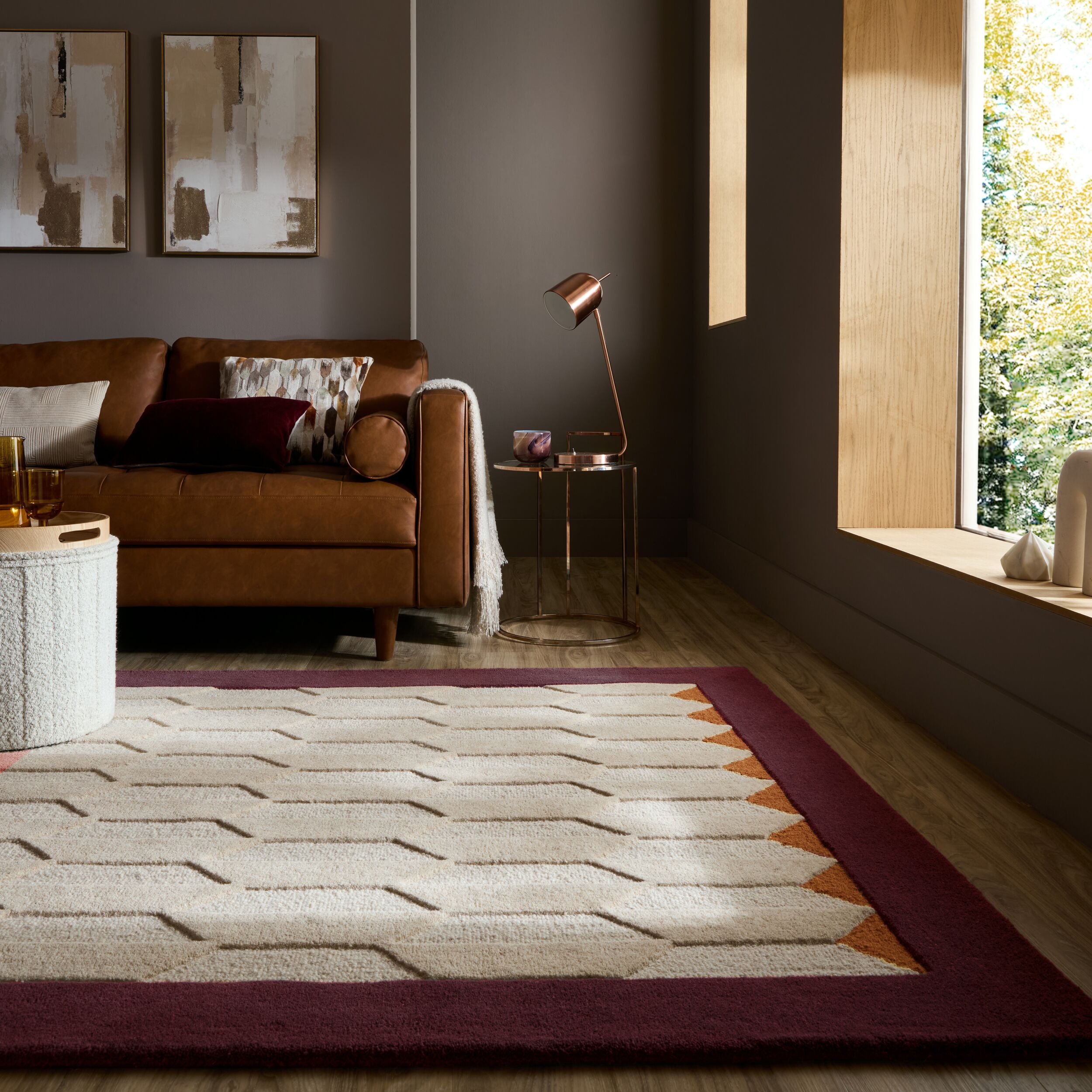 FLAIR RUGS Wollteppich "APEX" rechteckig 8 mm Höhe Handgetuftet aus 100 % Wolle mit einem Cut-and-Loop-Flor