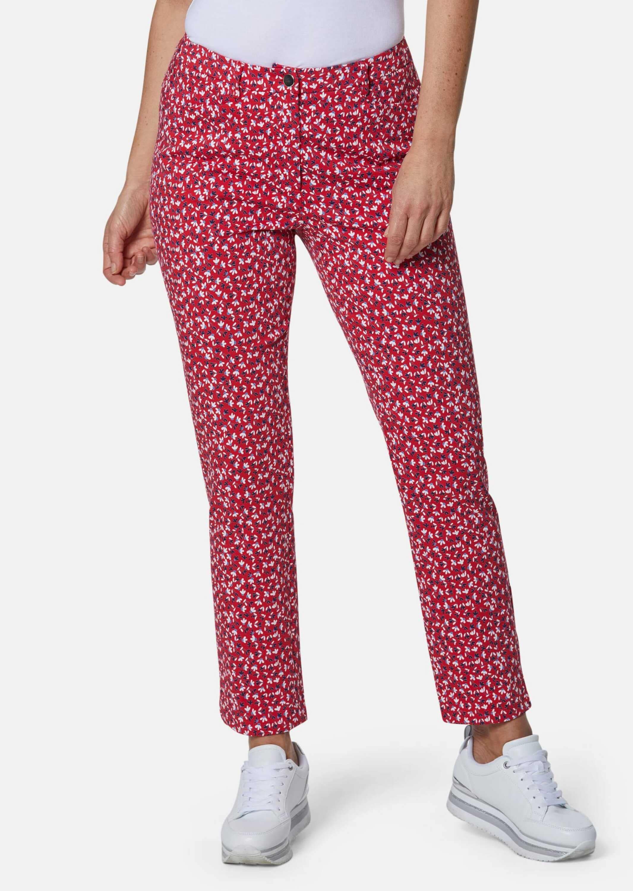 GOLDNER Chinos »Druckhose Druckhose mit ausgefallenem Blumenmuster«