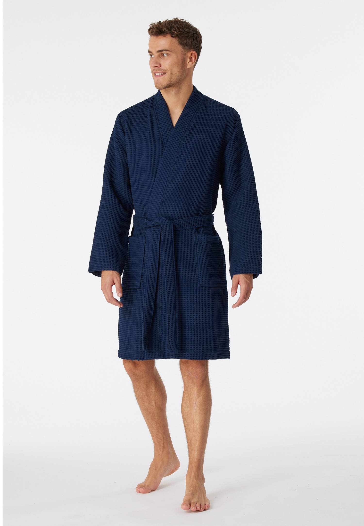 Schiesser Herrenbademantel "Essentials", mit Bindekordel, Kimono-Schnitt günstig online kaufen