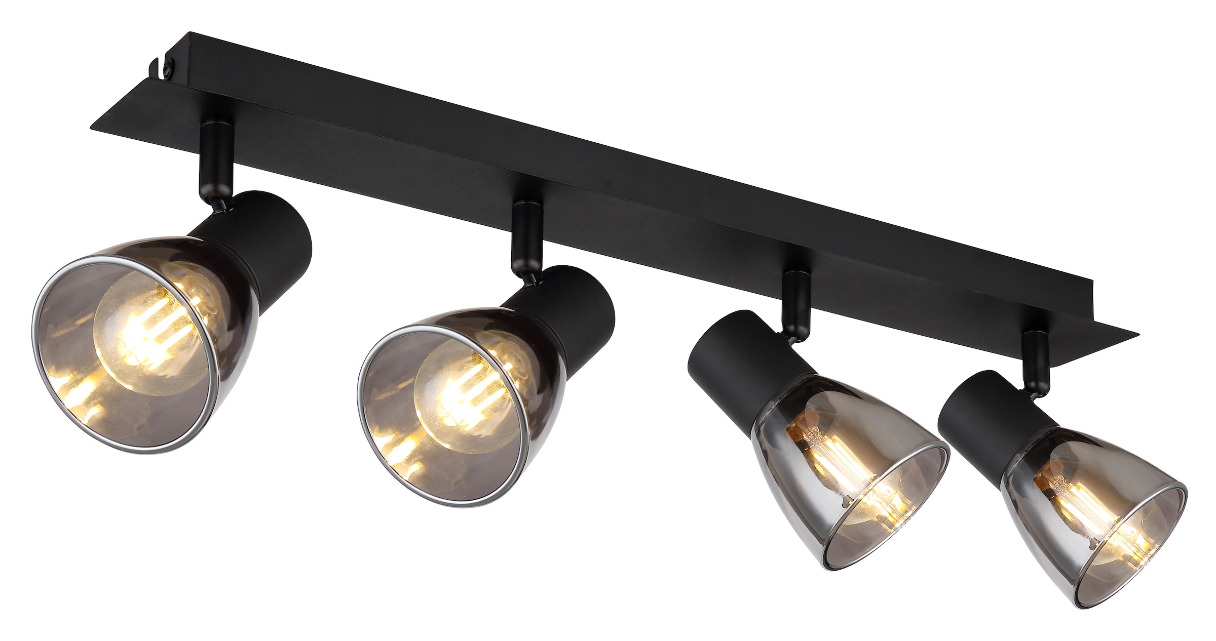 GLOBO LIGHTING Deckenstrahler »CLAUDE«, Leuchtmittel E14 | ohne Leuchtmittel, Deckenspot/schwarz/Glas rauchfarben/LxBxH: 500x70x155mm