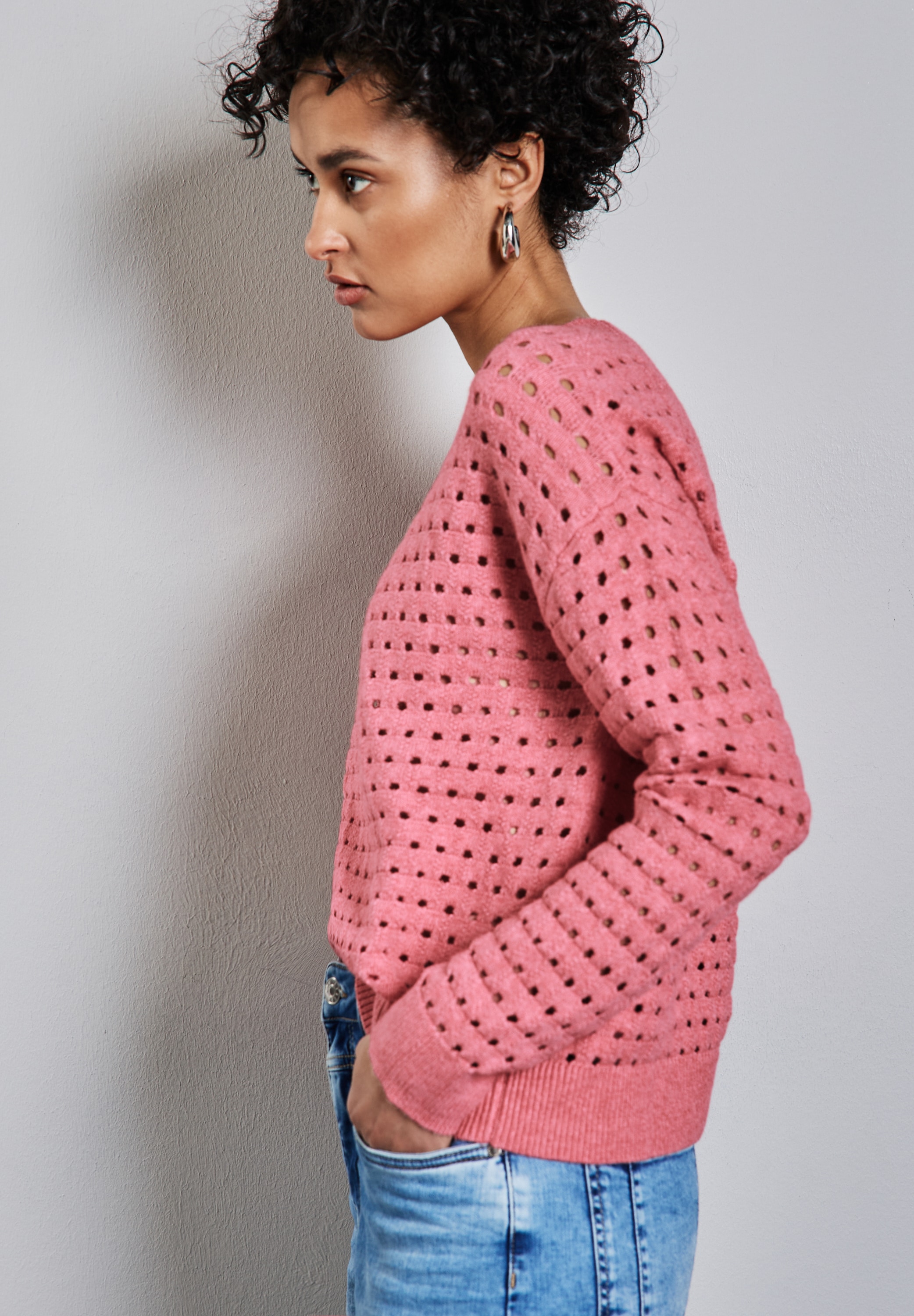STREET ONE Strickpullover, mit Lochmuster