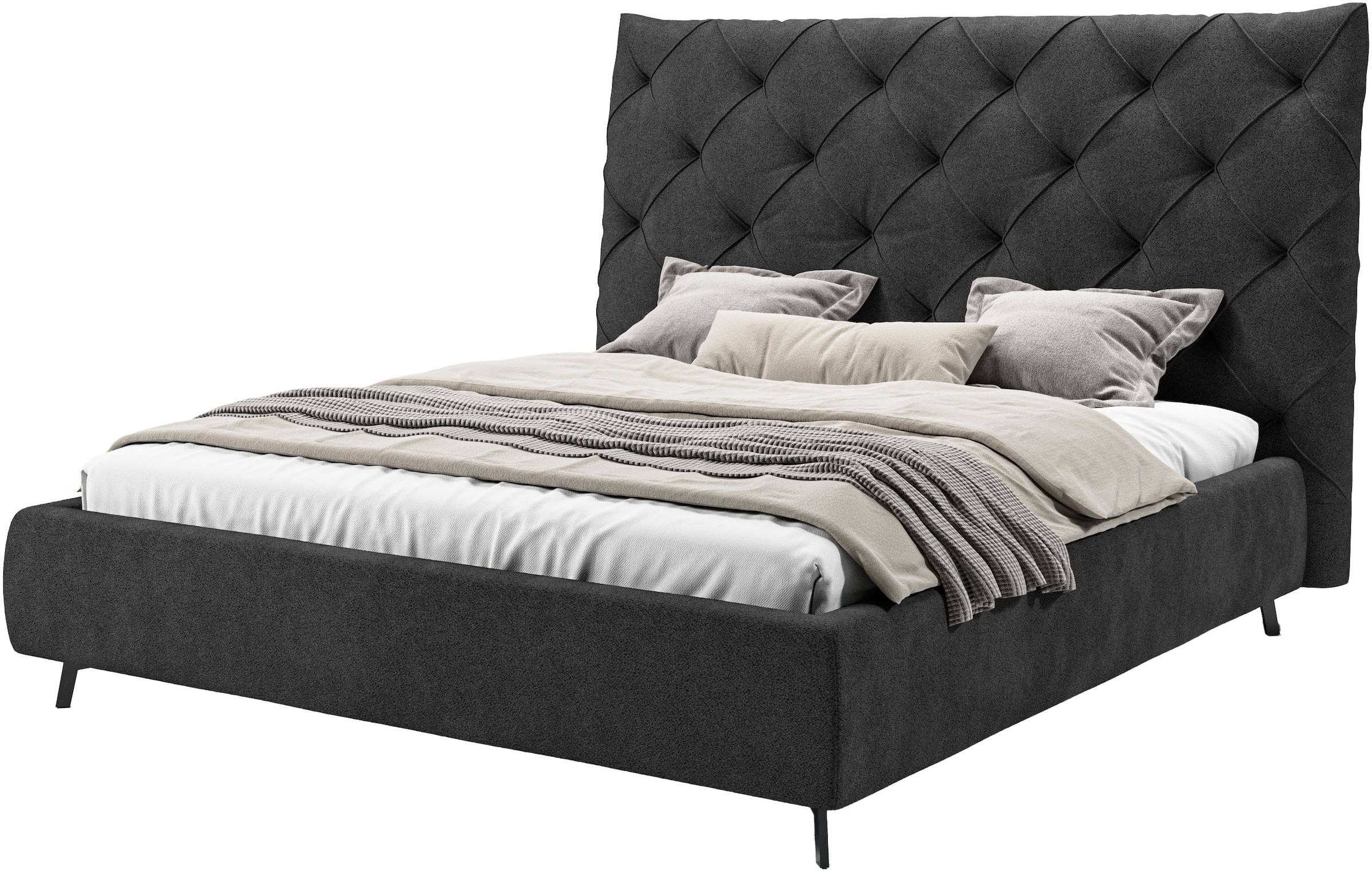 Home affaire Polsterbett "Maxime, in 4 Breiten bis 200cm, auch in Leder" Kopfteilhöhe 143 cm, belastbar bis 280 kg, auch in Überlänge 220cm