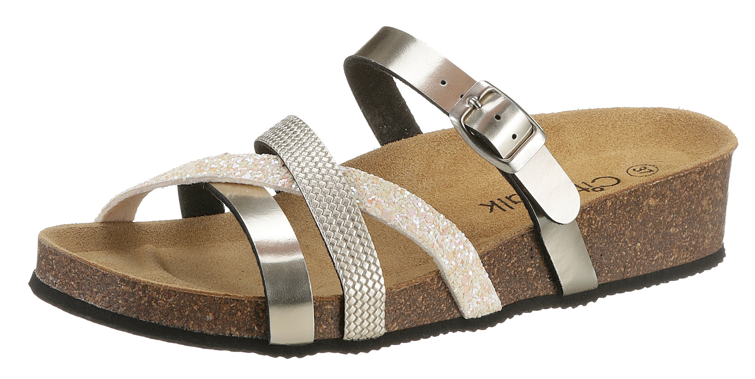 CITY WALK Pantolette in Metallic-Optik