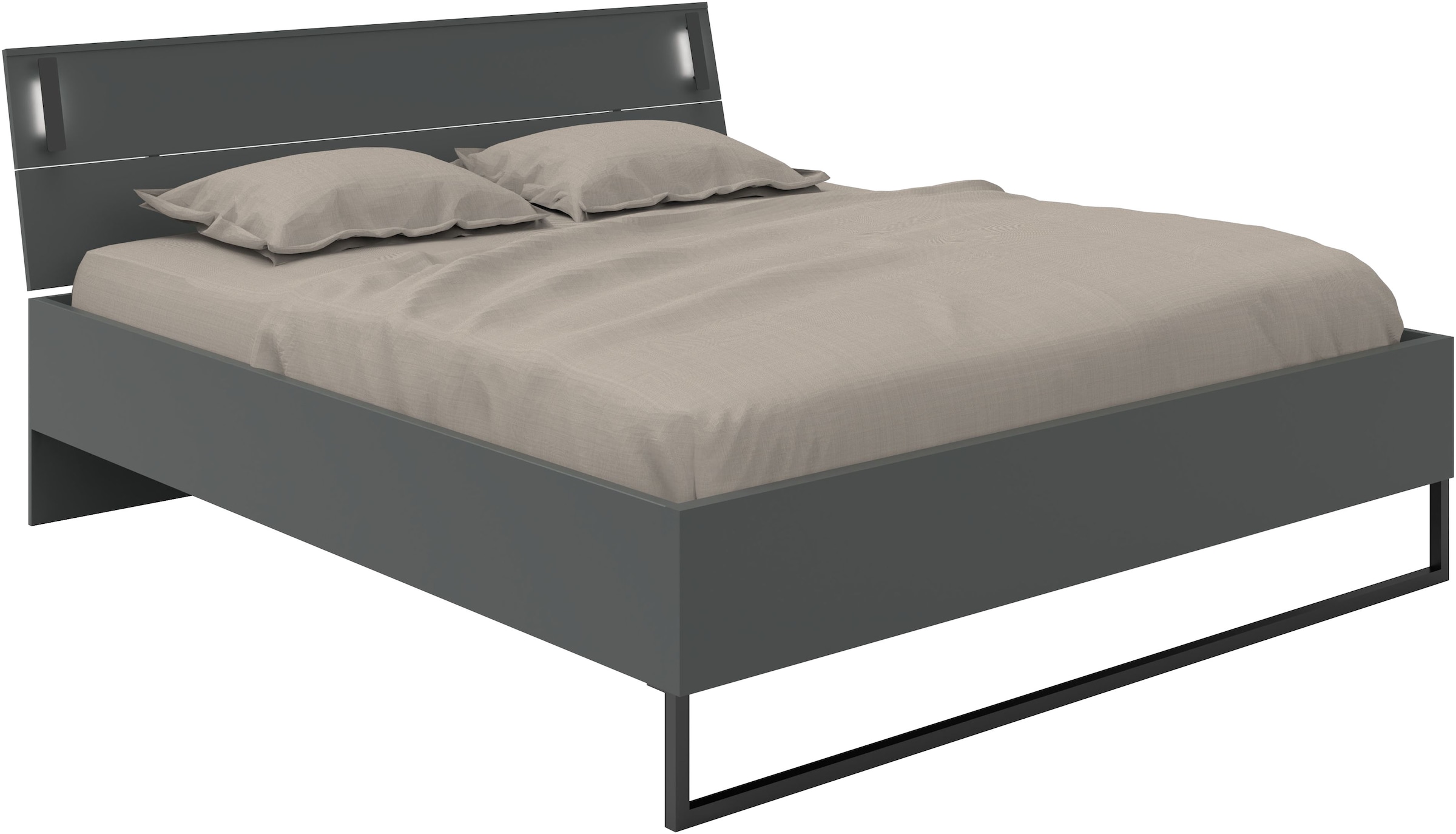 Wimex Futonbett "Tilburg in verschiedenen Breiten erhältlich, inkl. LED Beleuchtung" Bett mit Metallkufe