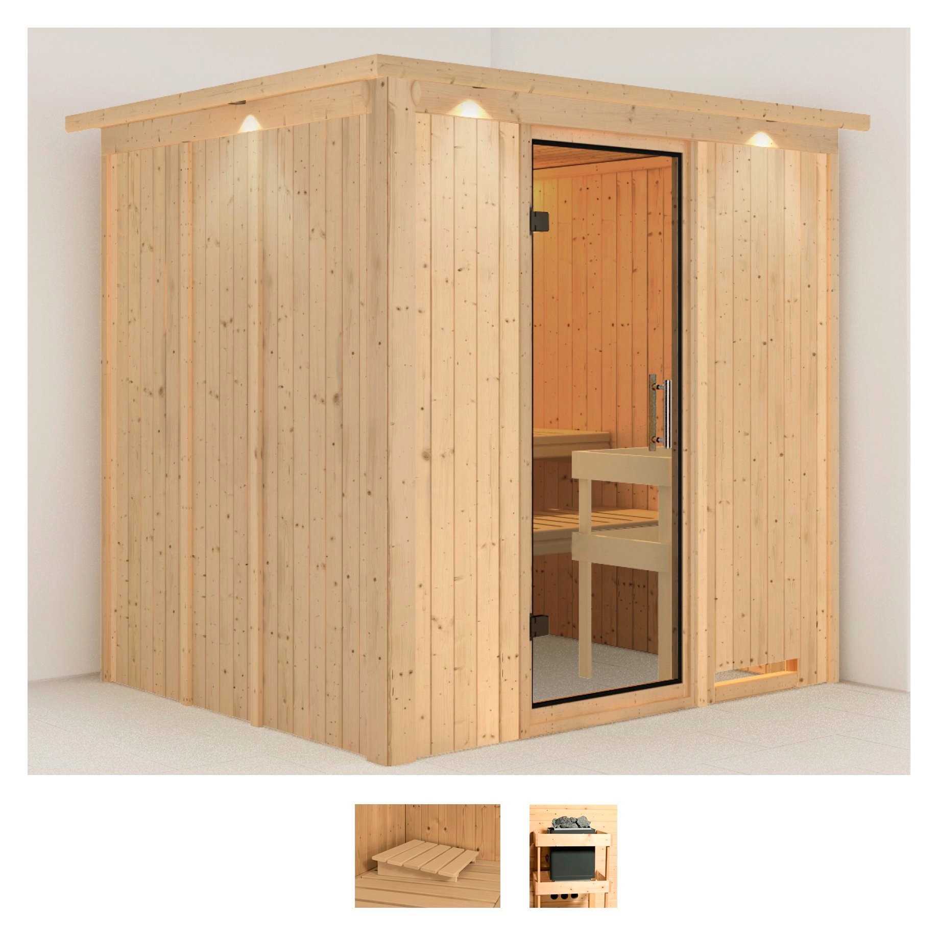 KARIBU Sauna "Dima", ohne Ofen, (ohne Ofen), beige, Saunen, ohne Ofen