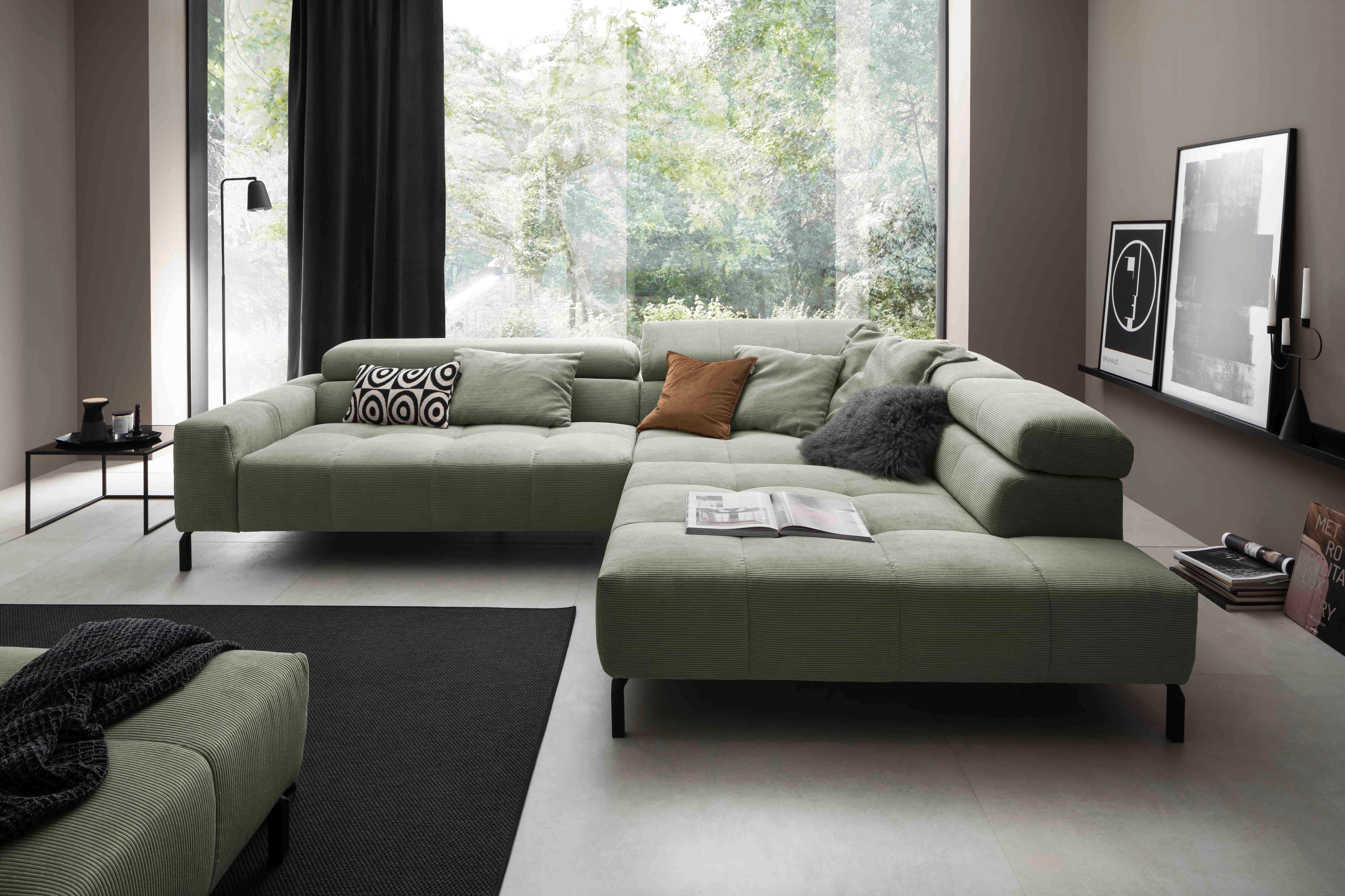 Home affaire Ecksofa "Claya, 311 cm breit, L-Form, inkl. Kopfteilverstellung" mit elektrischem Sitzvorzug im Hauptelement