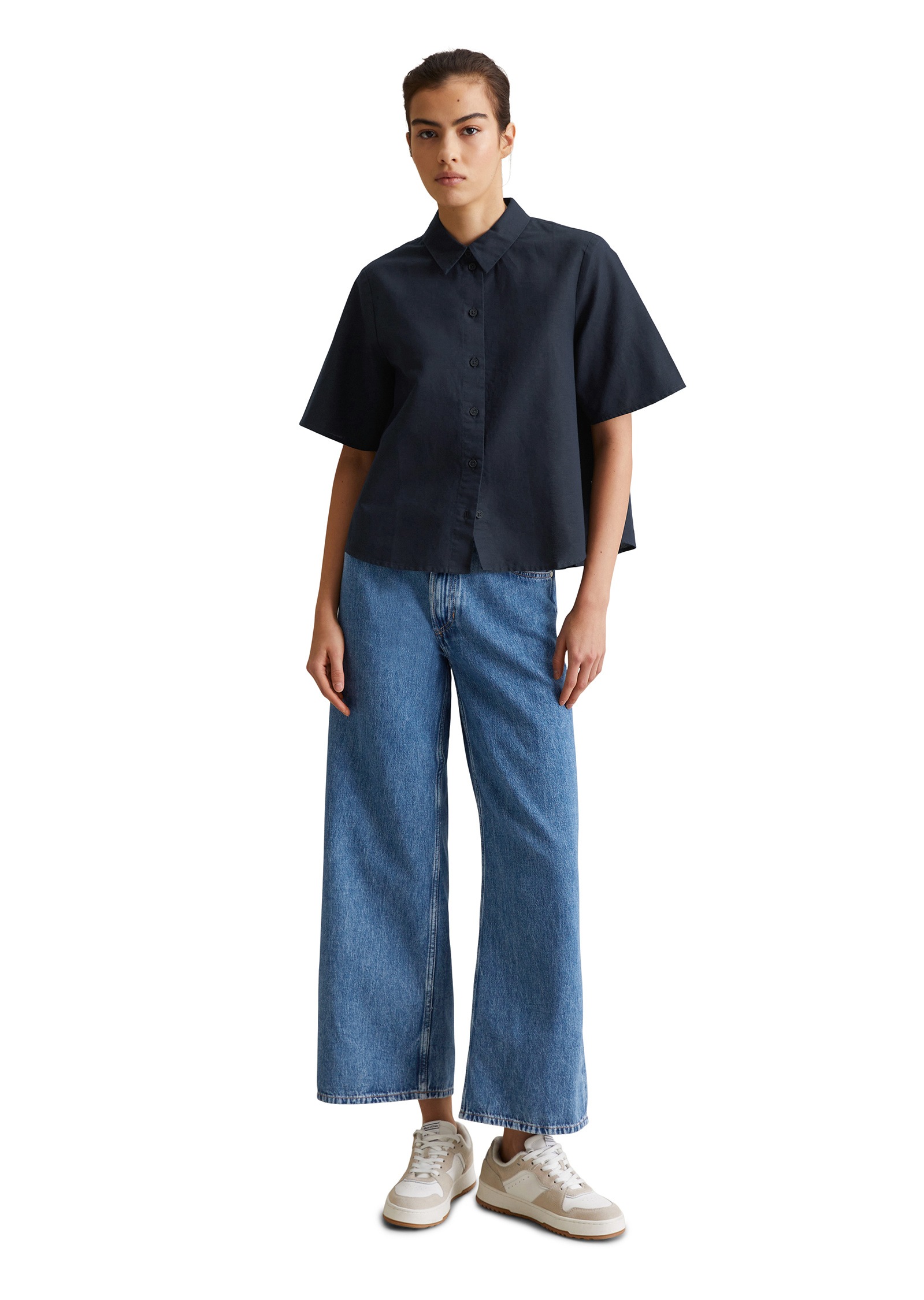 Marc O'Polo DENIM Kurzarmbluse »mit Falten-Details im Rücken«