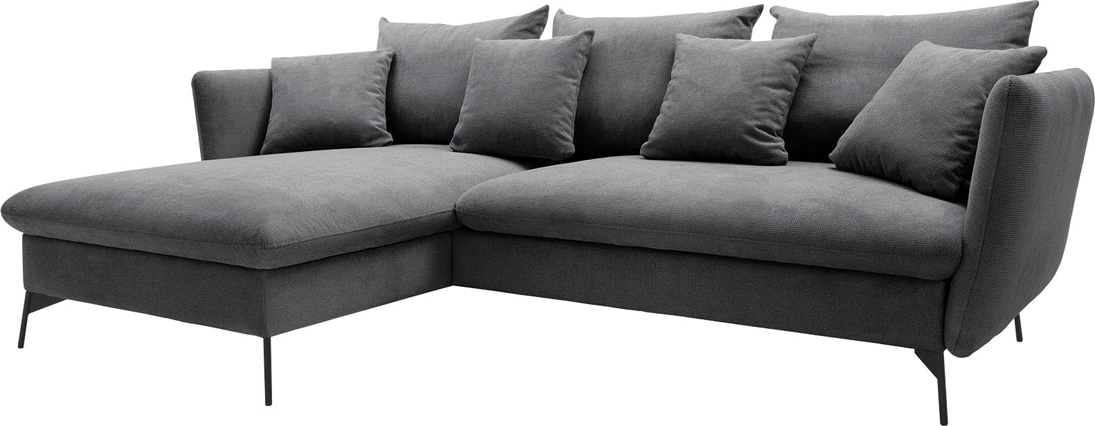 andas Ecksofa »LIVORNO,258 cm, L-Form,«, Schlaffunktion u. Bettkasten (139/224cm), Samt, Struktur, Webstoff
