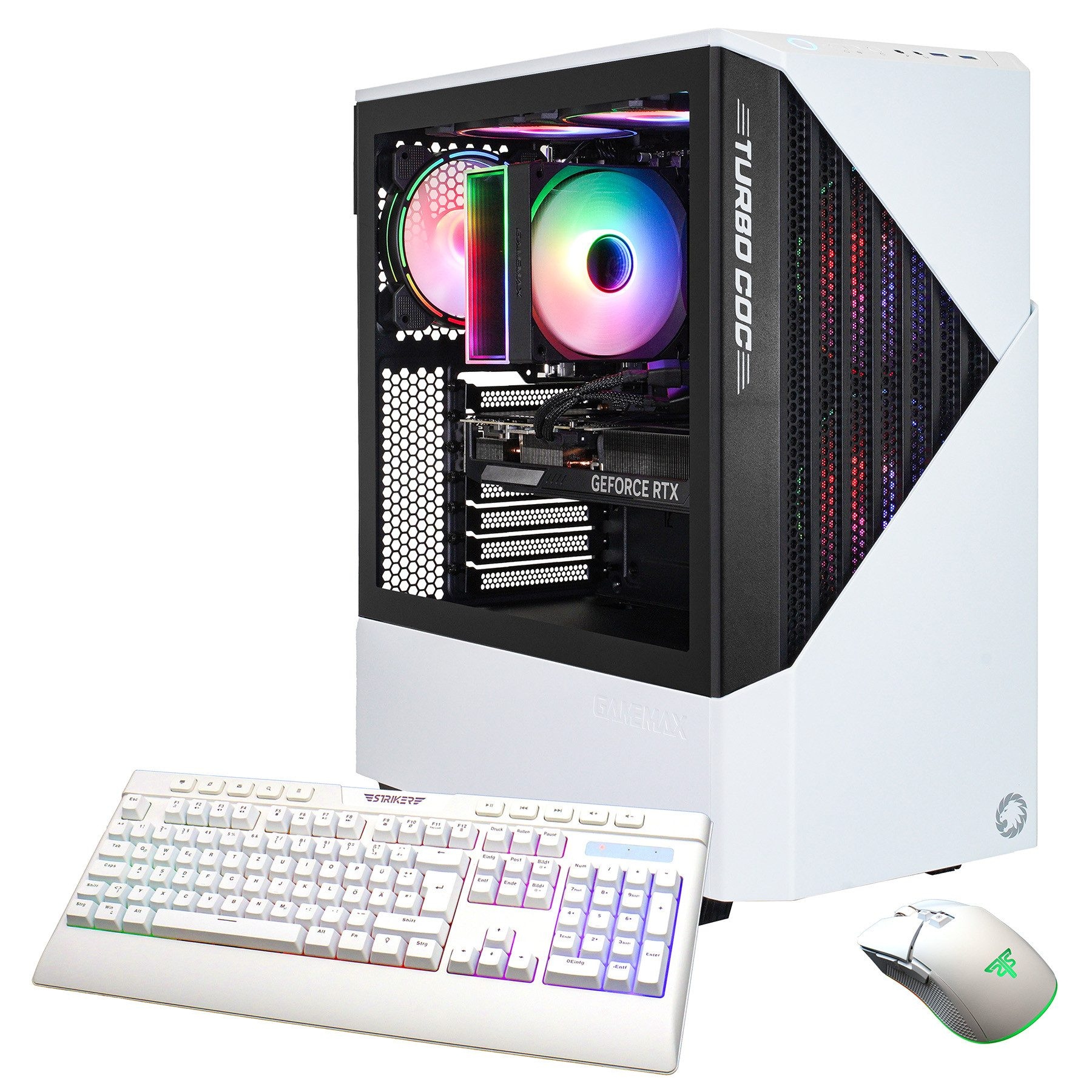 GAMEMAX Gaming-PC "Horizon 7803 AMD Ryzen 5 9600X RTX 5070 16GB DDR5 1TB SSD", weiß (weiß, schwarz), Microsoft Windows 11 Home (64 Bit), 16 GB RAM 1.0