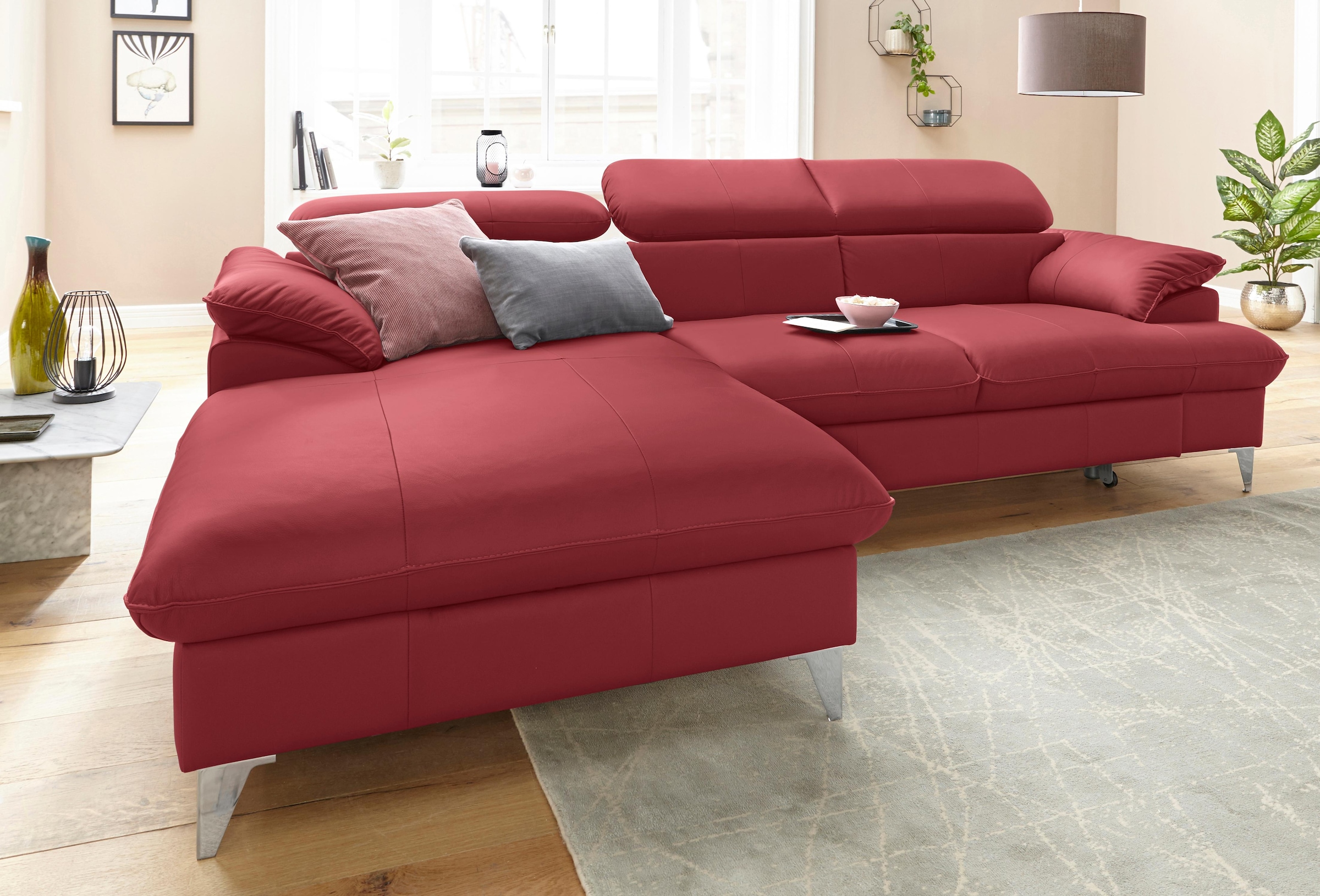COTTA Ecksofa »Caluso L-Form«, mit Kopfteilverstellung, wahlweise mit Bettfunktion & Bettkasten