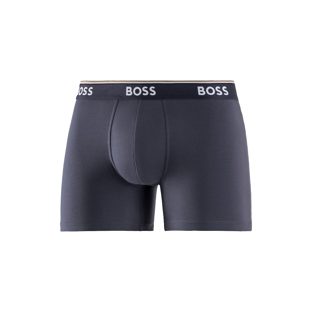 BOSS Langer Boxer »Boxer Brief 3P«, (Packung, 3er-Pack), mit farblich passendem Webbund